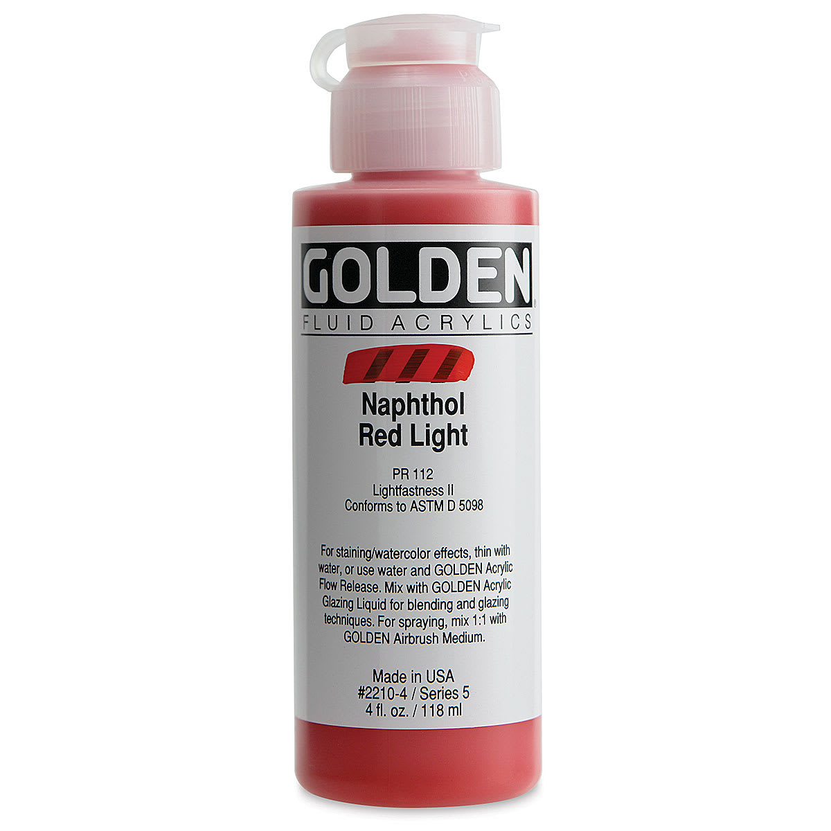 Golden Fluid Acrylics - Naphthol Red Light, 4 oz, Bottle