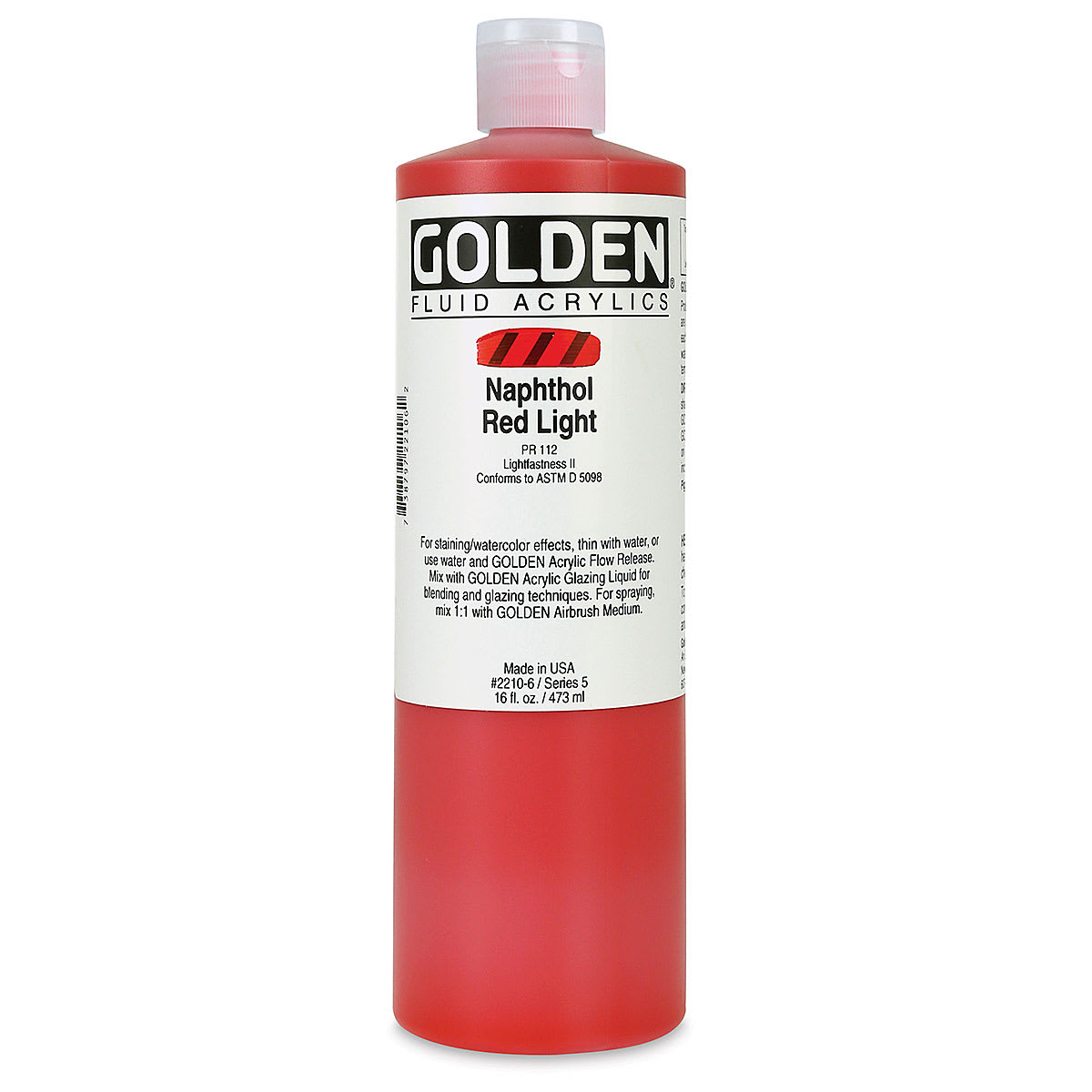 Golden Fluid Acrylics - Naphthol Red Light, 16 oz bottle