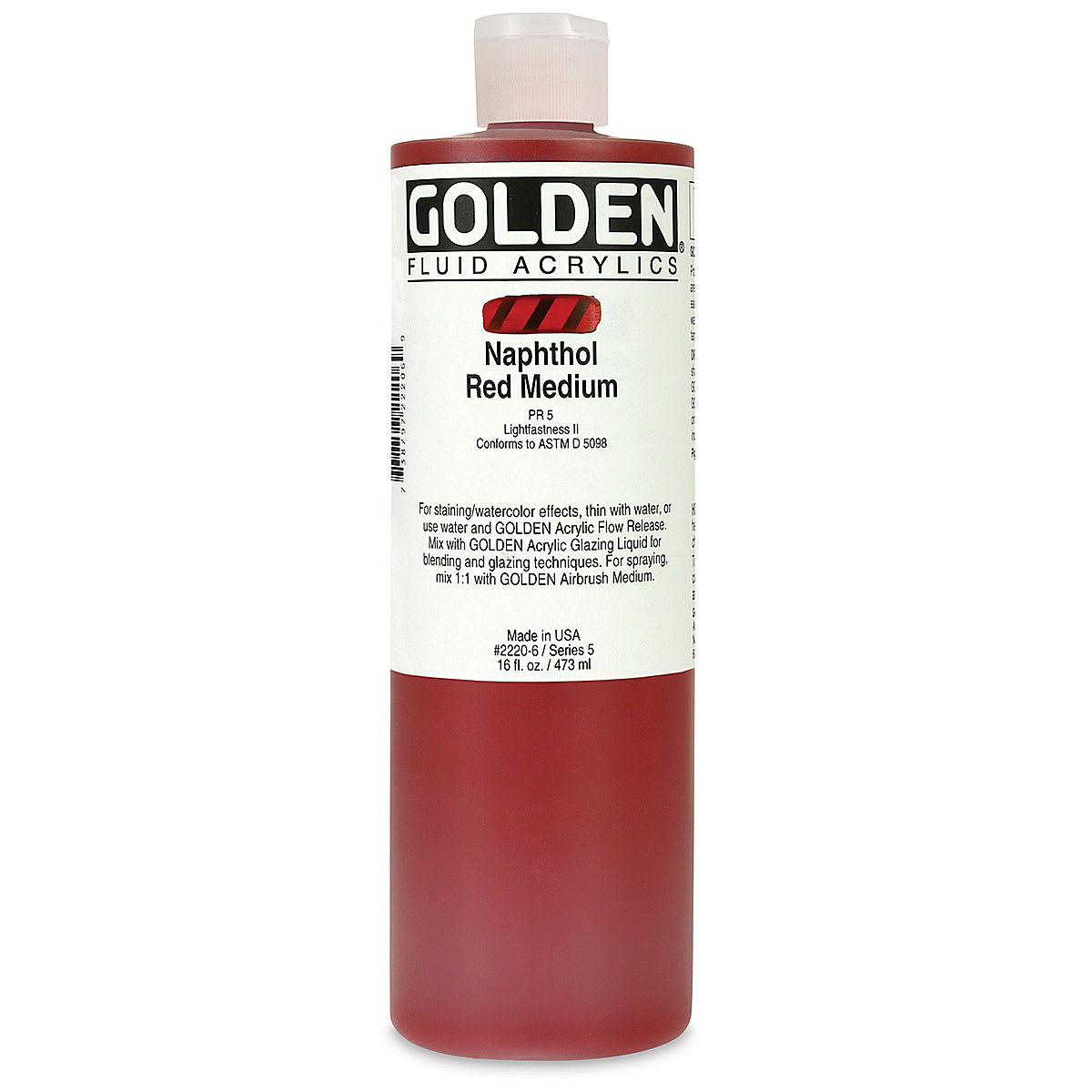 Golden Fluid Acrylics - Naphthol Red Medium, 16 oz bottle