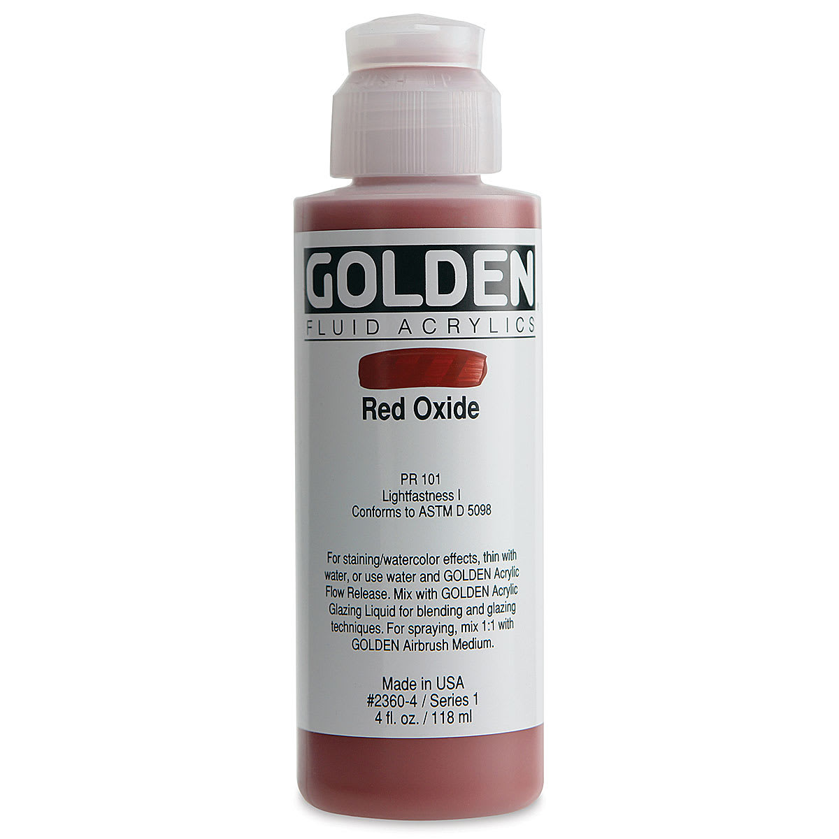 Golden Fluid Acrylics - Red Oxide, 4 oz bottle Golden Fluid Acrylics - Red Oxide, 4 oz bottle