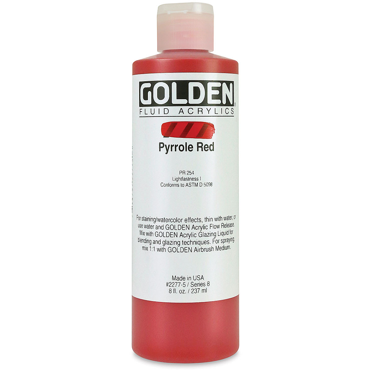 Golden Fluid Acrylics - Pyrrole Red, 8 oz bottle