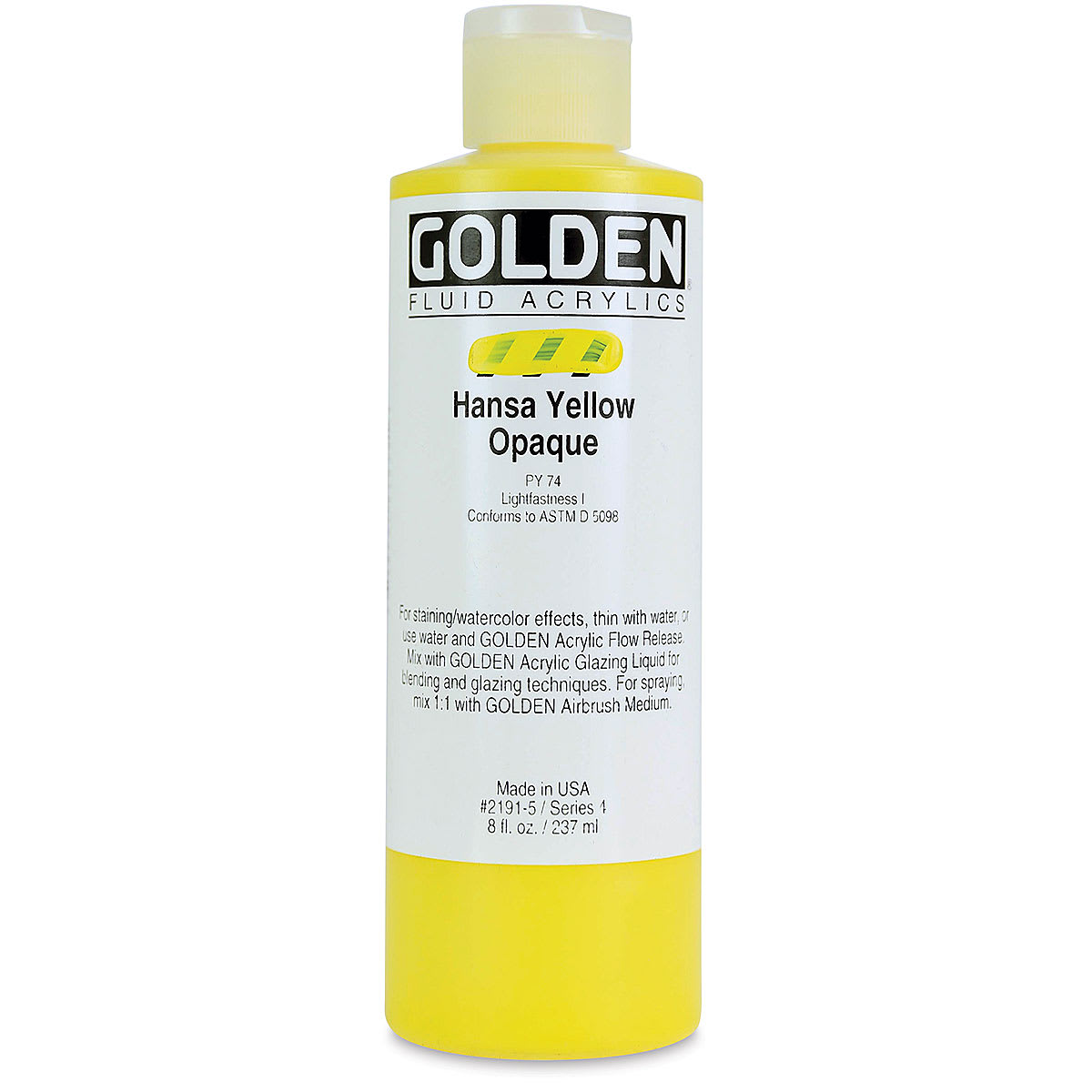 Golden Fluid Acrylics - Hansa Yellow Opaque, 8 oz bottle