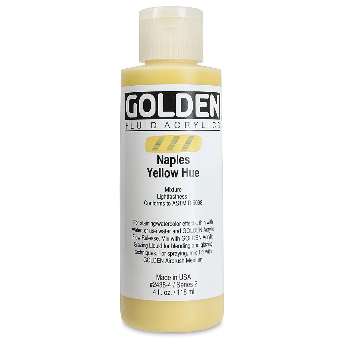 Golden Fluid Acrylics - Naples Yellow Historical Hue, 4 oz bottle