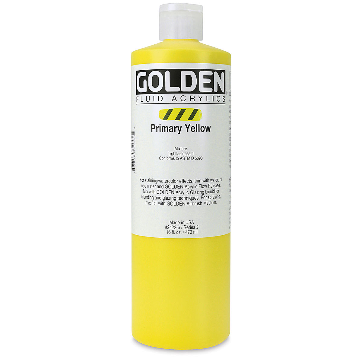 Golden Fluid Acrylics - Primary Yellow, 16 oz bottle