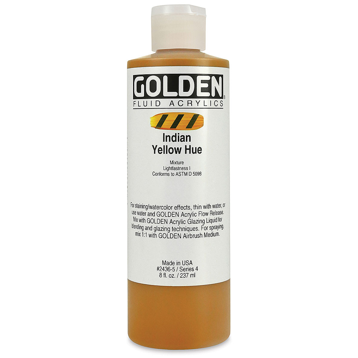 Golden Fluid Acrylics - Indian Yellow Historical Hue, 8 oz bottle