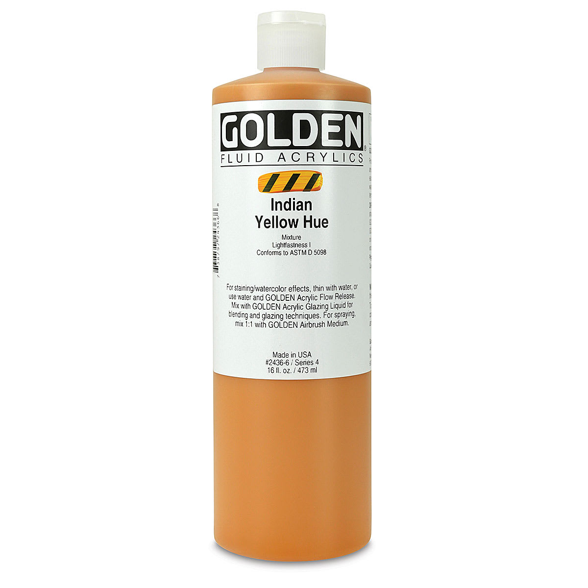 Golden Fluid Acrylics - Indian Yellow Historical Hue, 16 oz bottle