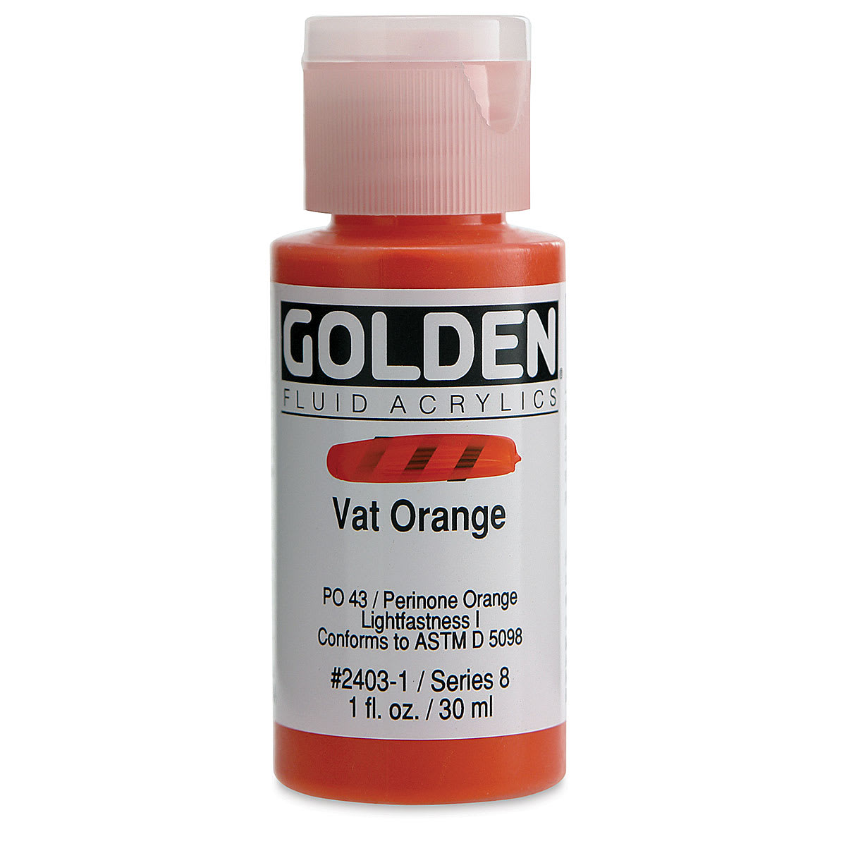 Golden Fluid Acrylics - Vat Orange, 1 oz bottle