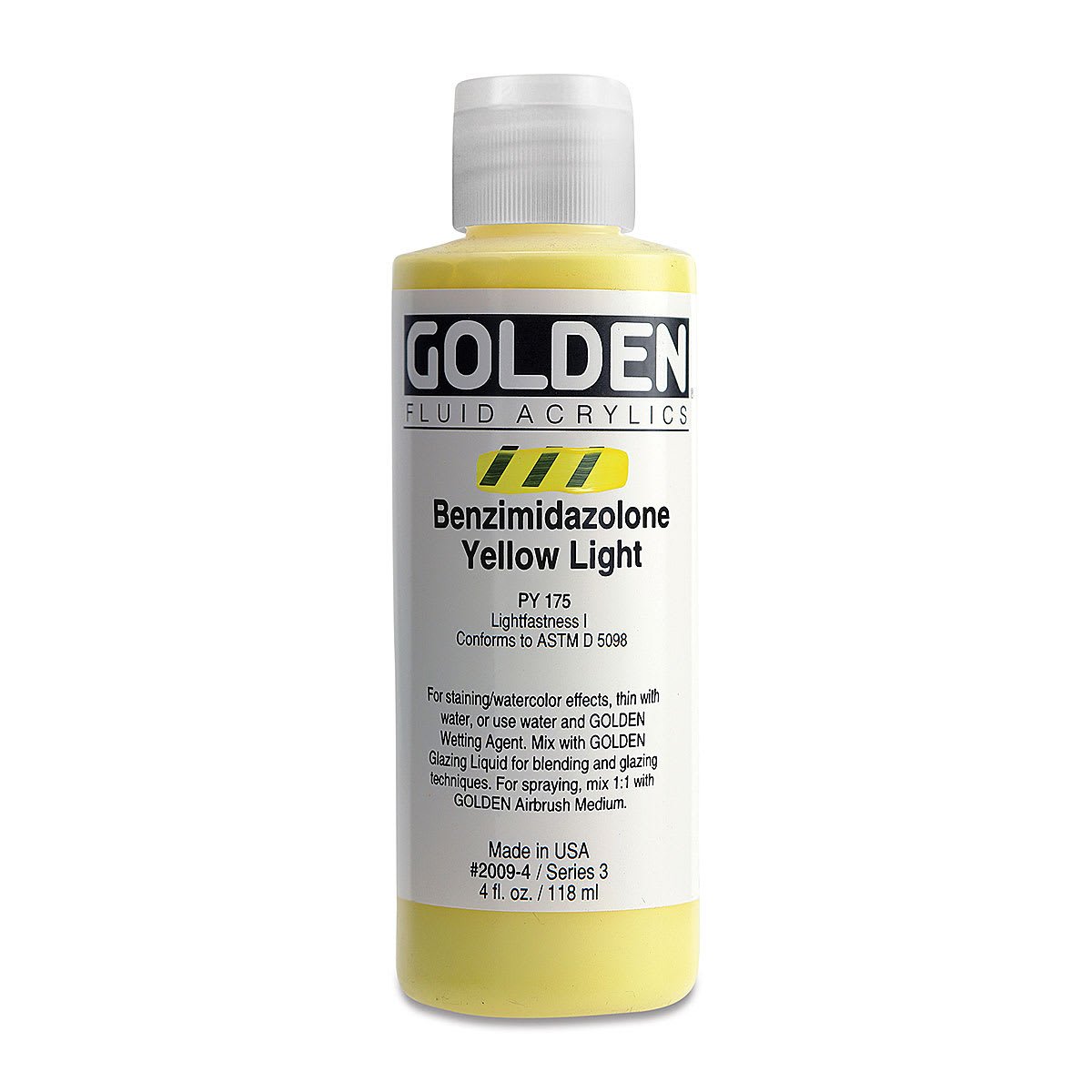 Golden Fluid Acrylics - Benzimidazolone Yellow Light, 4 oz bottle