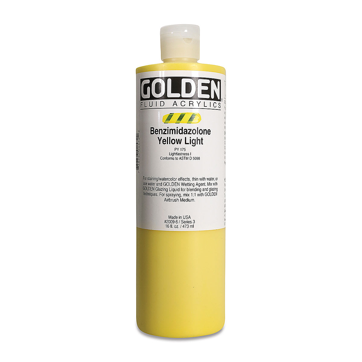 Golden Fluid Acrylics - Benzimidazolone Yellow Light, 16 oz bottle