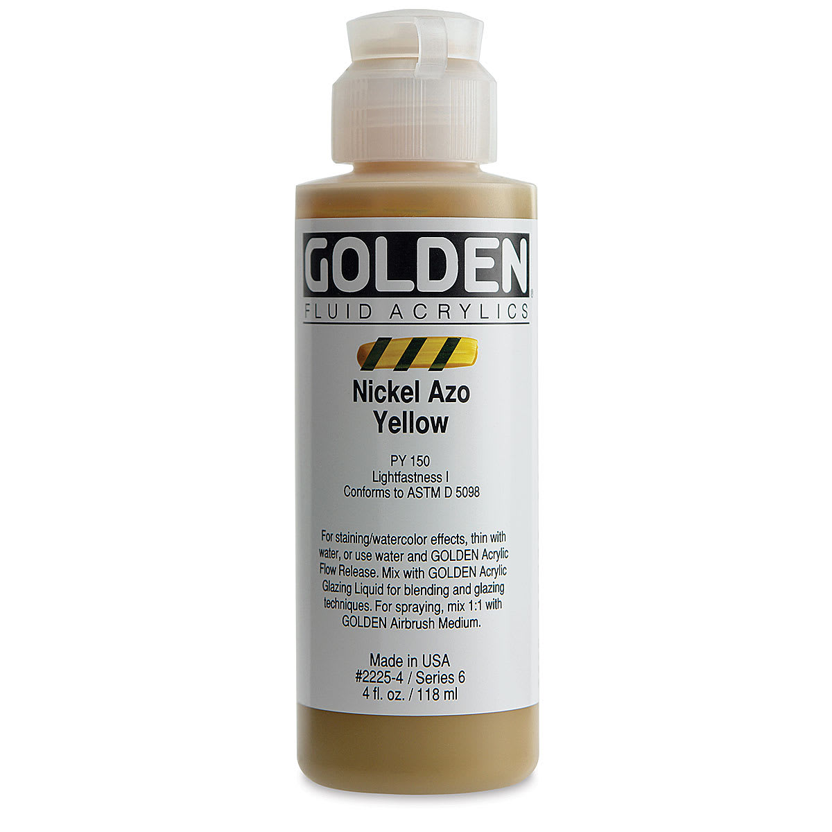 Golden Fluid Acrylics - Nickel Azo Yellow, 4 oz bottle
