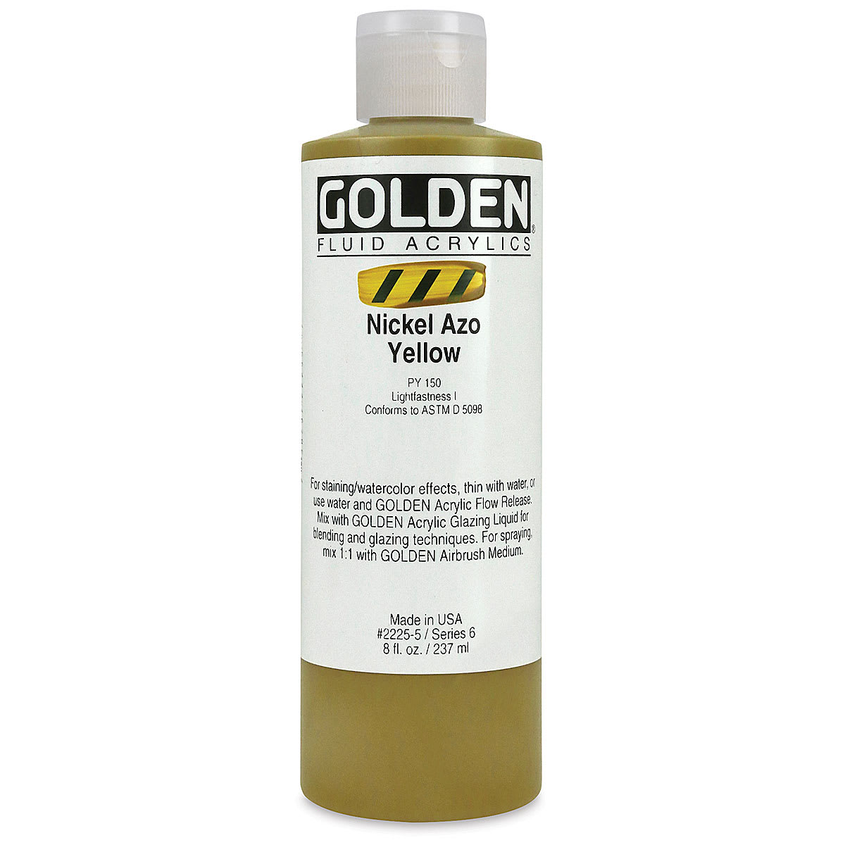 Golden Fluid Acrylics - Nickel Azo Yellow, 8 oz bottle