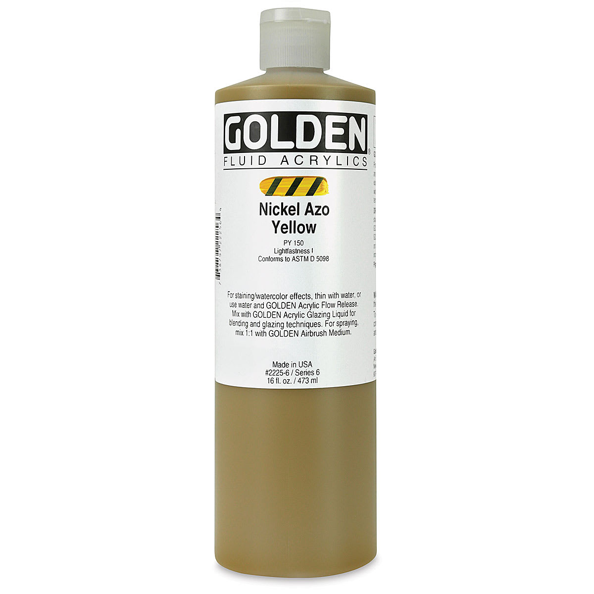 Golden Fluid Acrylics - Nickel Azo Yellow, 16 oz bottle