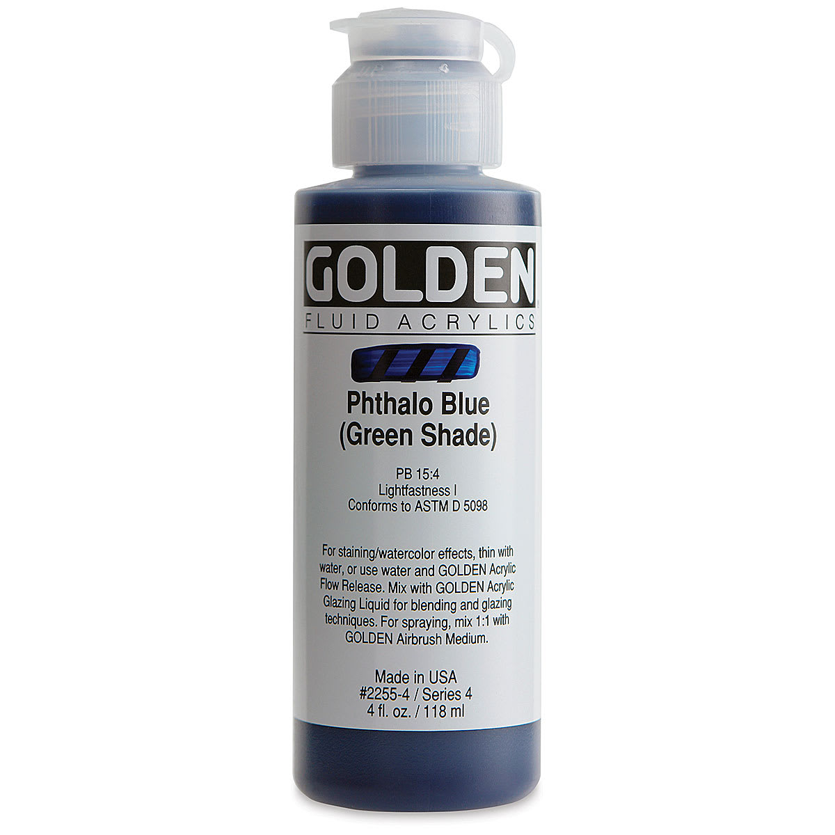 Golden Fluid Acrylics - Phthalo Blue (Green Shade), 4 oz bottle
