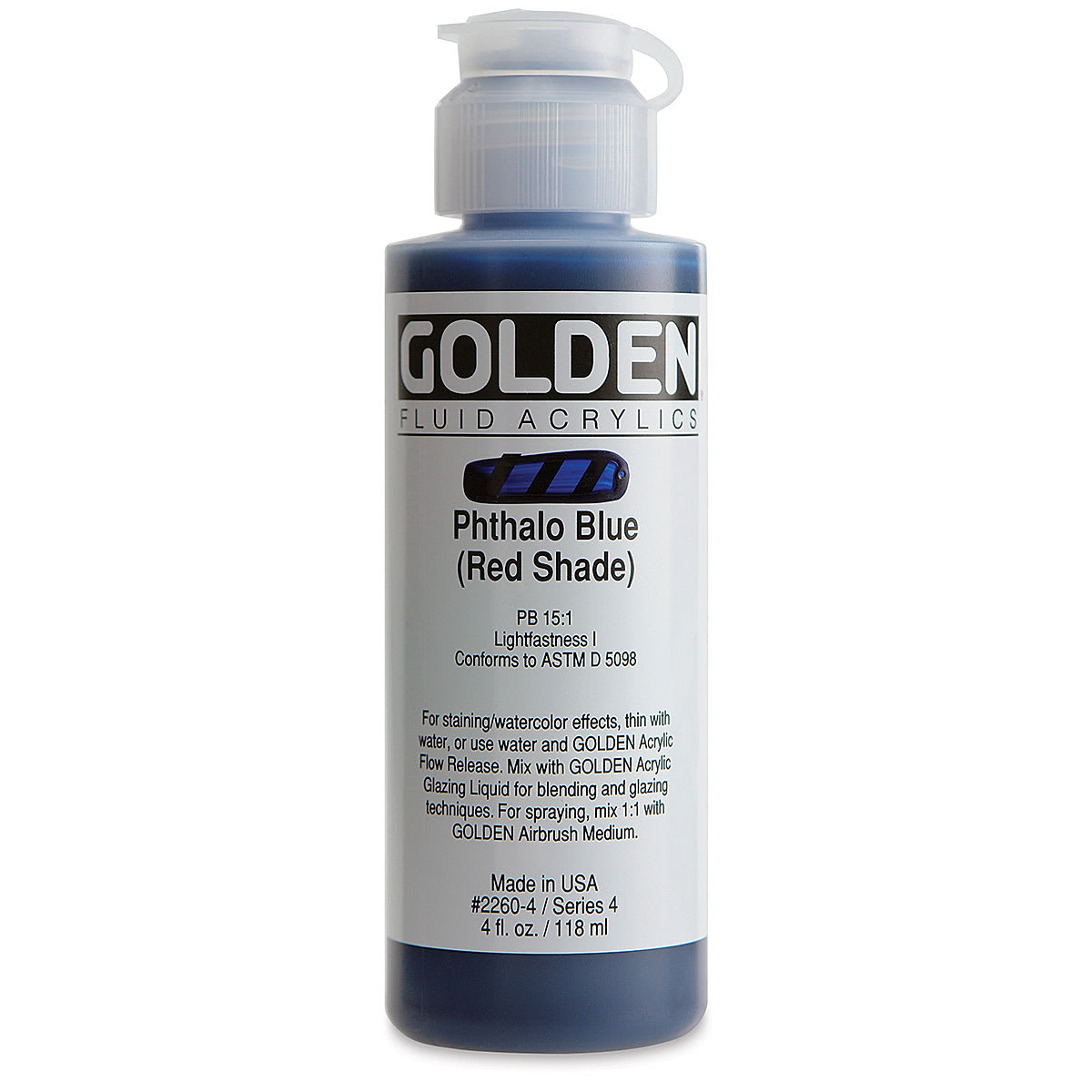 Golden Fluid Acrylics - Phthalo Blue (Red Shade), 4 oz bottle