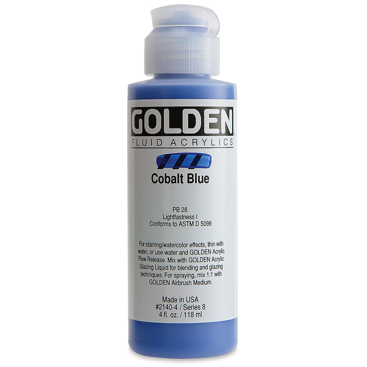 Golden Fluid Acrylics - Cobalt Blue, 4 oz bottle