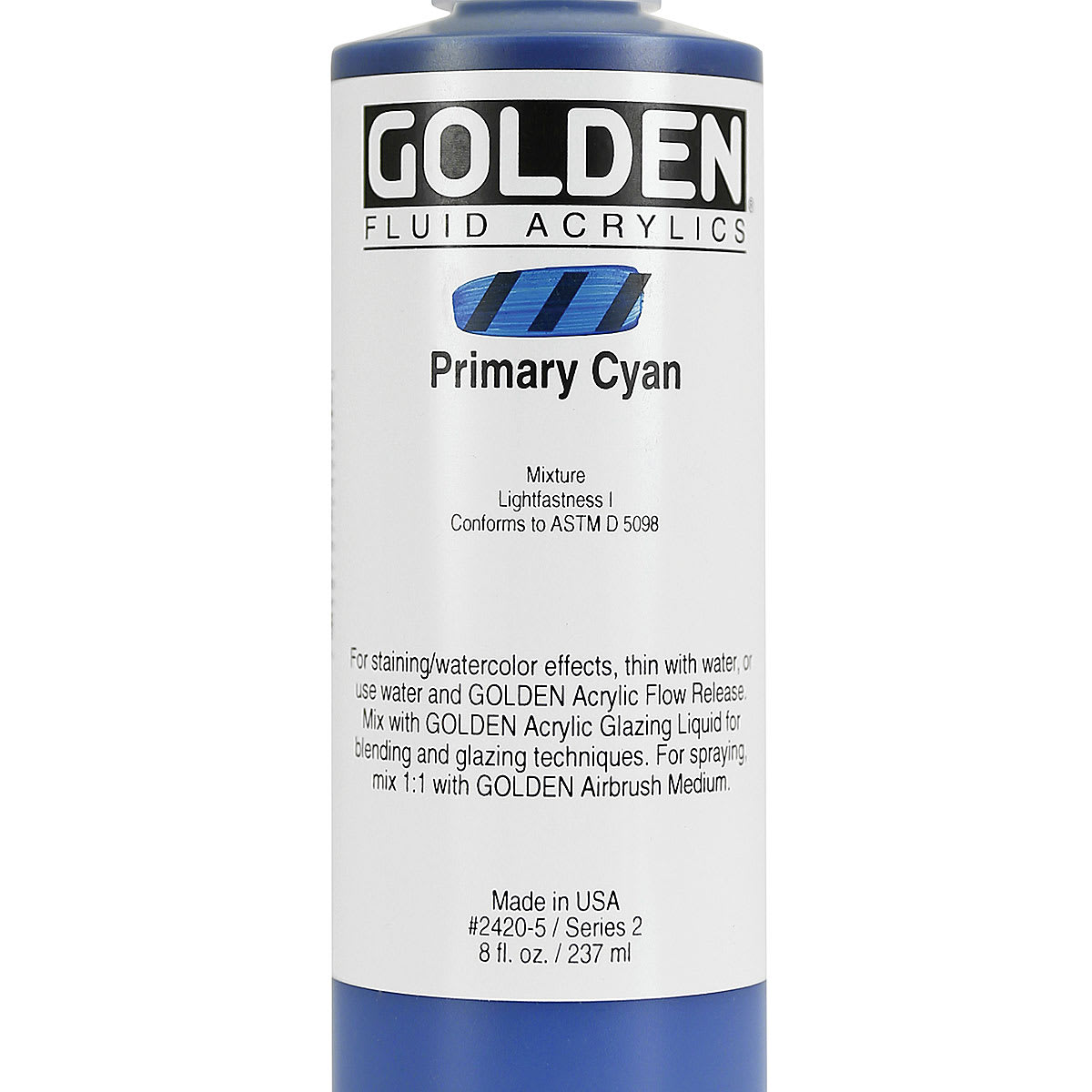 Golden Fluid Acrylics - Primary Cyan, 8 oz bottle