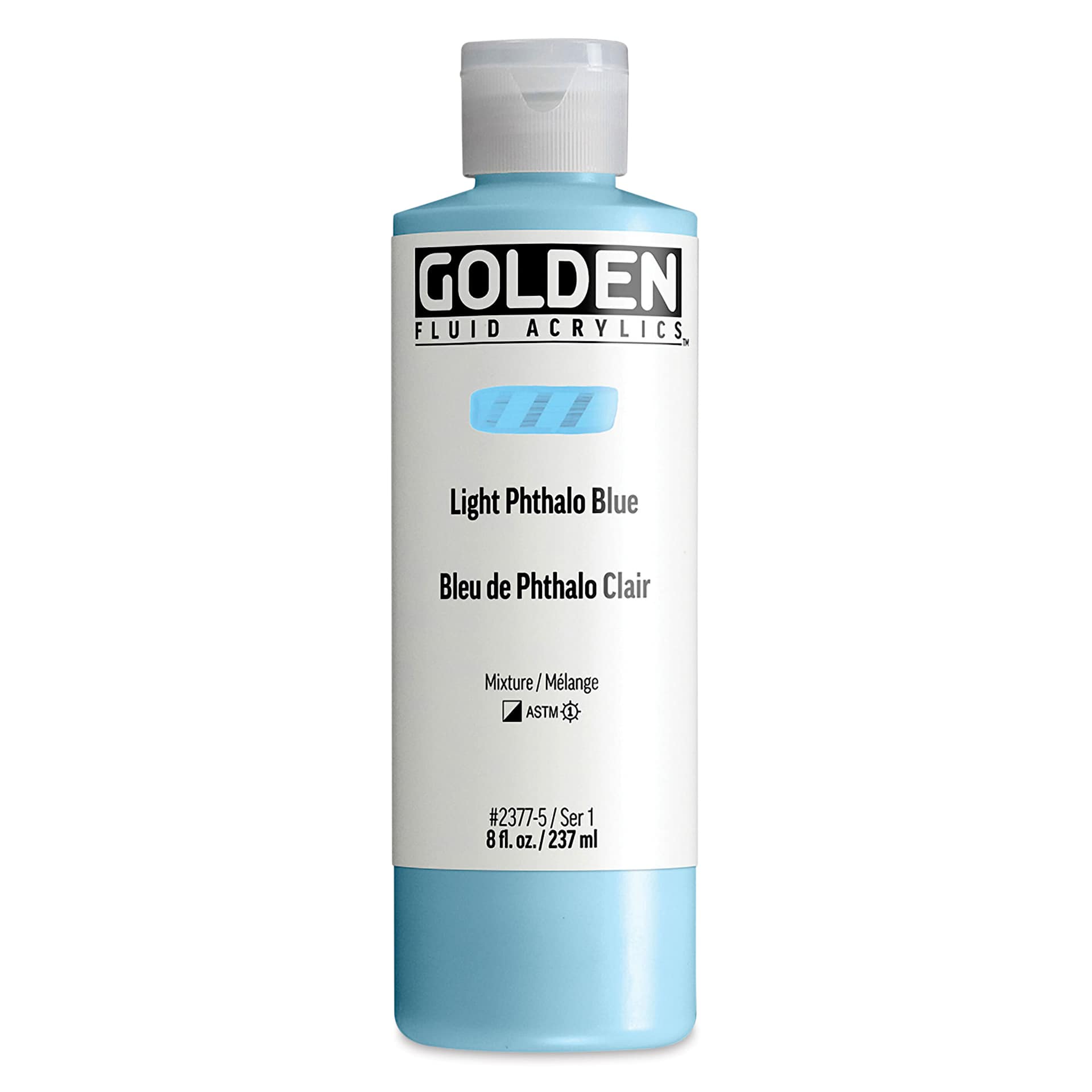 Golden Fluid Acrylic - Light Phthalo Blue, 8 oz Bottle