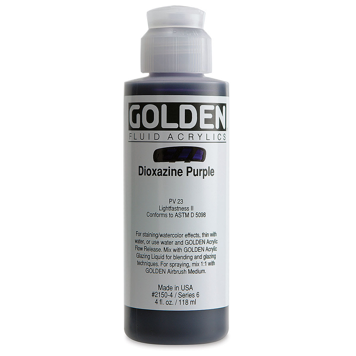 Golden Fluid Acrylics - Dioxazine Purple, 4 oz bottle