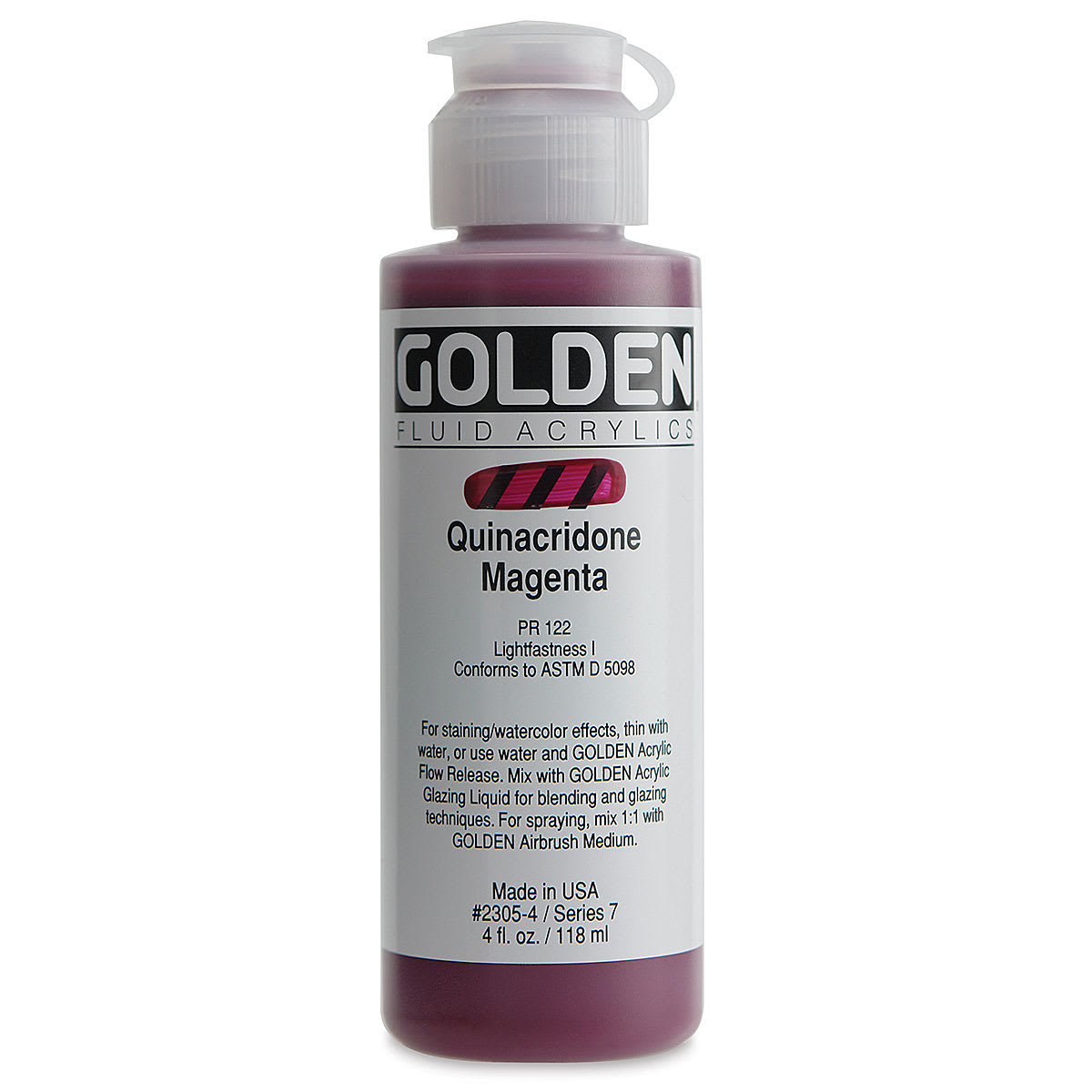 Golden Fluid Acrylics - Quinacridone Magenta, 4 oz bottle