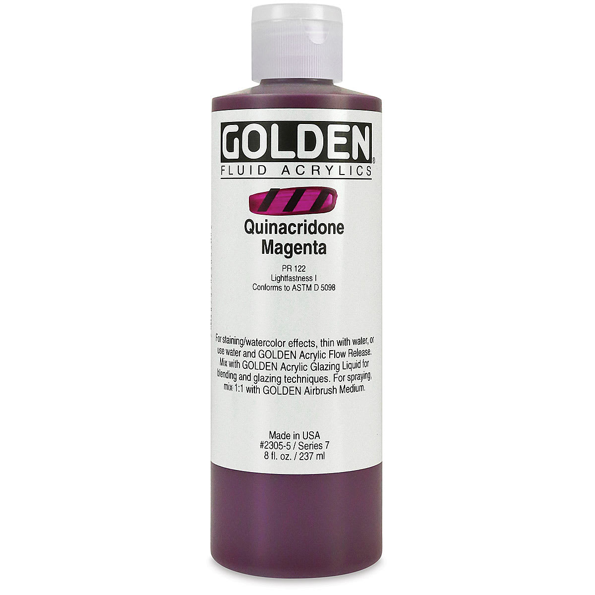 Golden Fluid Acrylics -Quinacridone Magenta, 8 oz bottle