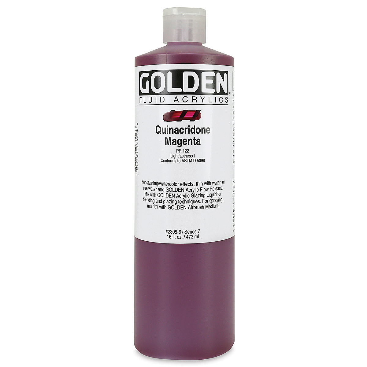 Golden Fluid Acrylics - Quinacridone Magenta, 16 oz bottle