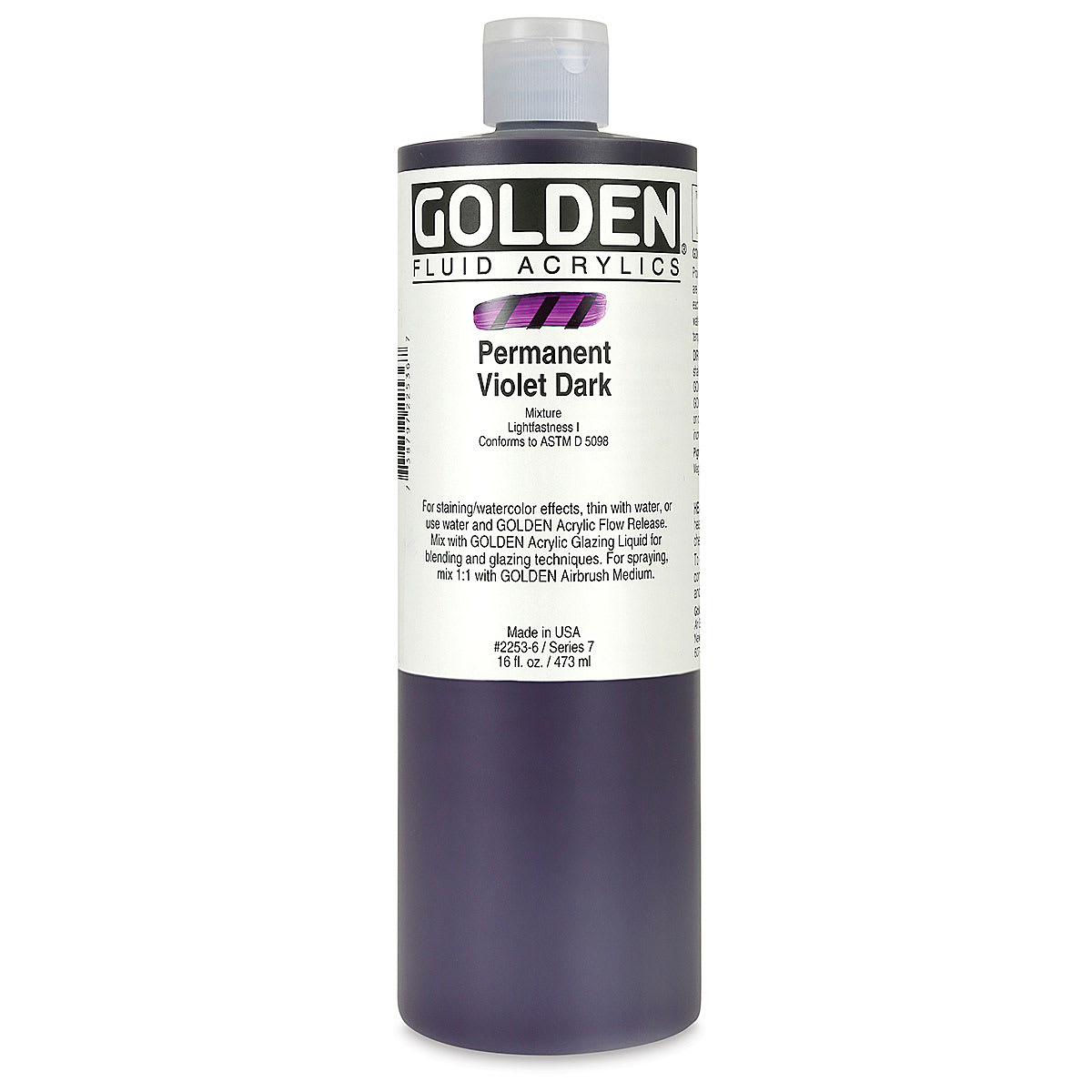 Golden Fluid Acrylics - Permanent Violet Dark, 16 oz bottle