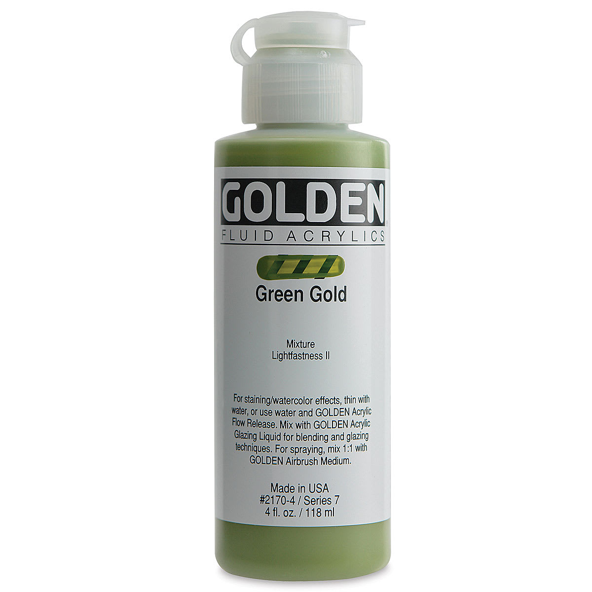 Golden Fluid Acrylics - Green Gold, 4 oz bottle