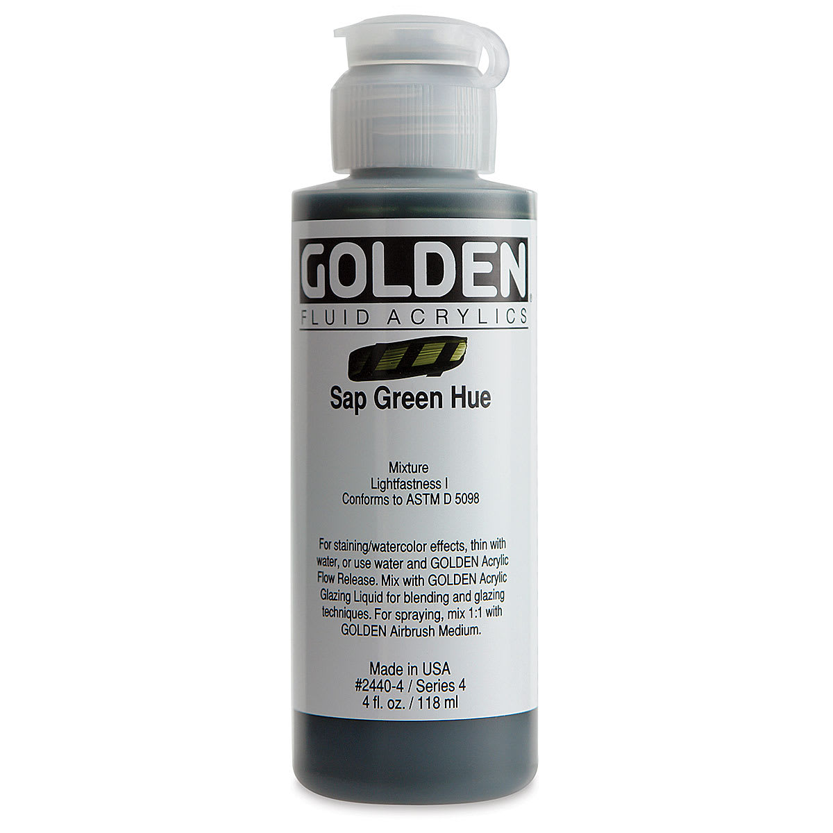 Golden Fluid Acrylics - Sap Green Historical Hue, 4 oz bottle