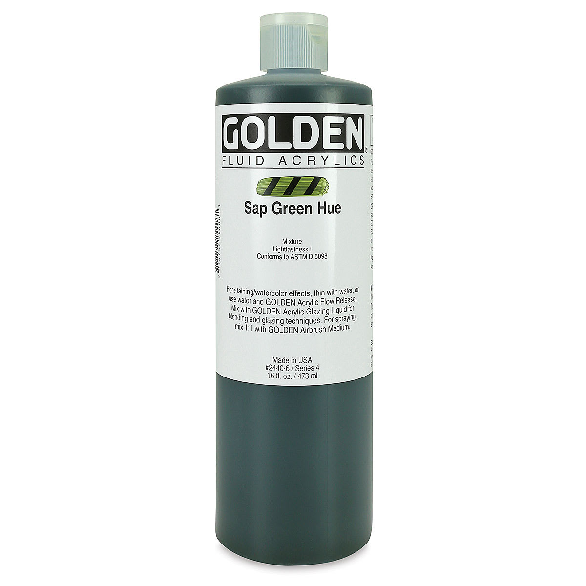 Golden Fluid Acrylics - Sap Green Historical Hue, 16 oz bottle
