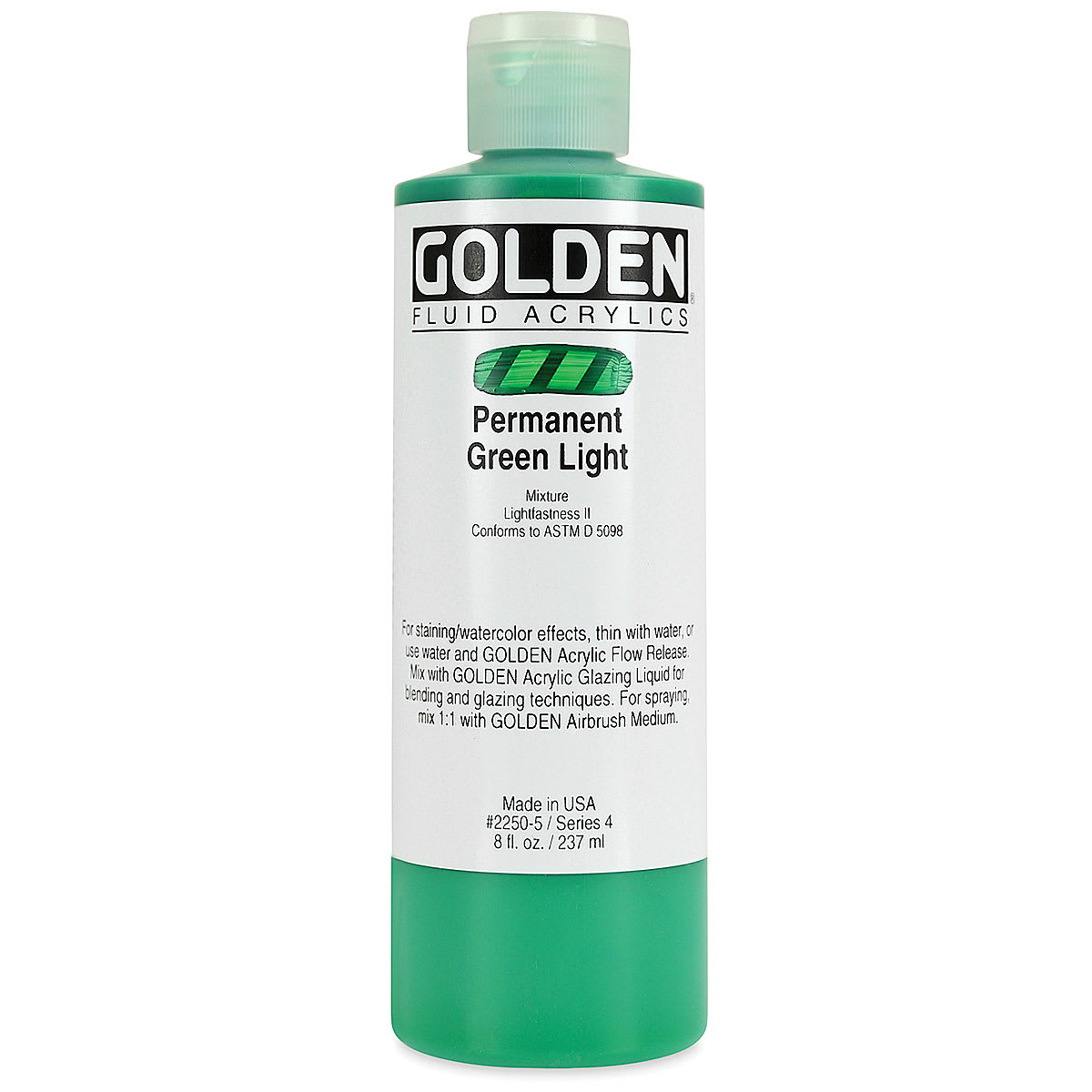 Golden Fluid Acrylics - Permanent Green Light, 8 oz bottle