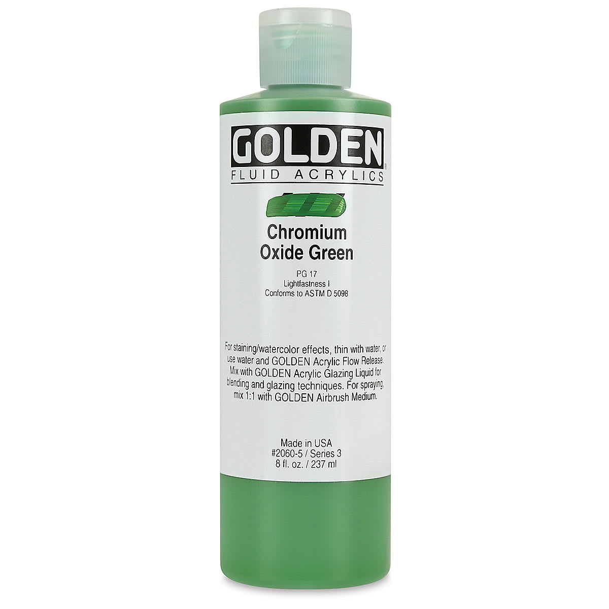 Golden Fluid Acrylics - Chromium Oxide Green, 8 oz bottle
