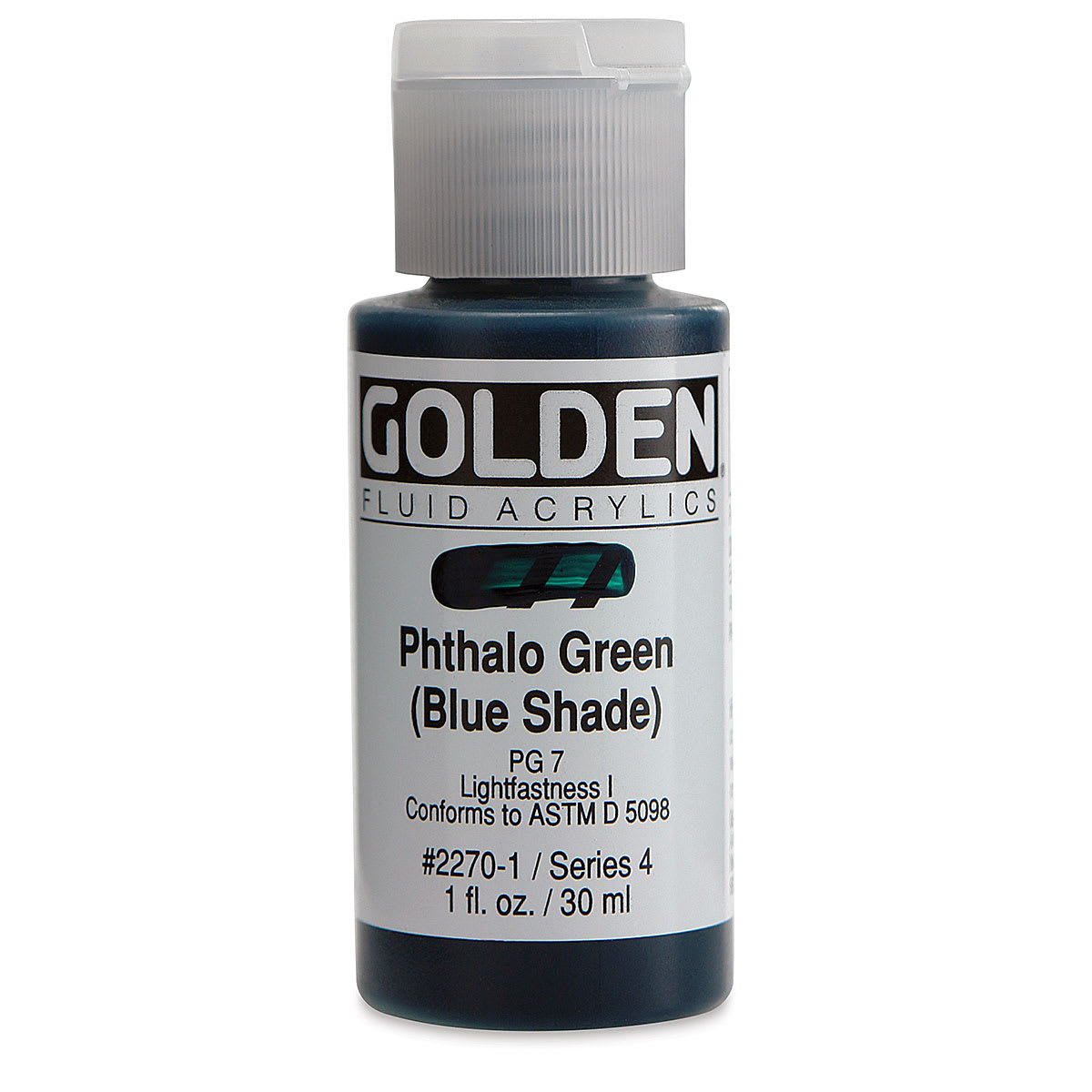 Golden Fluid Acrylics - Phthalo Green (Blue Shade), 1 oz bottle
