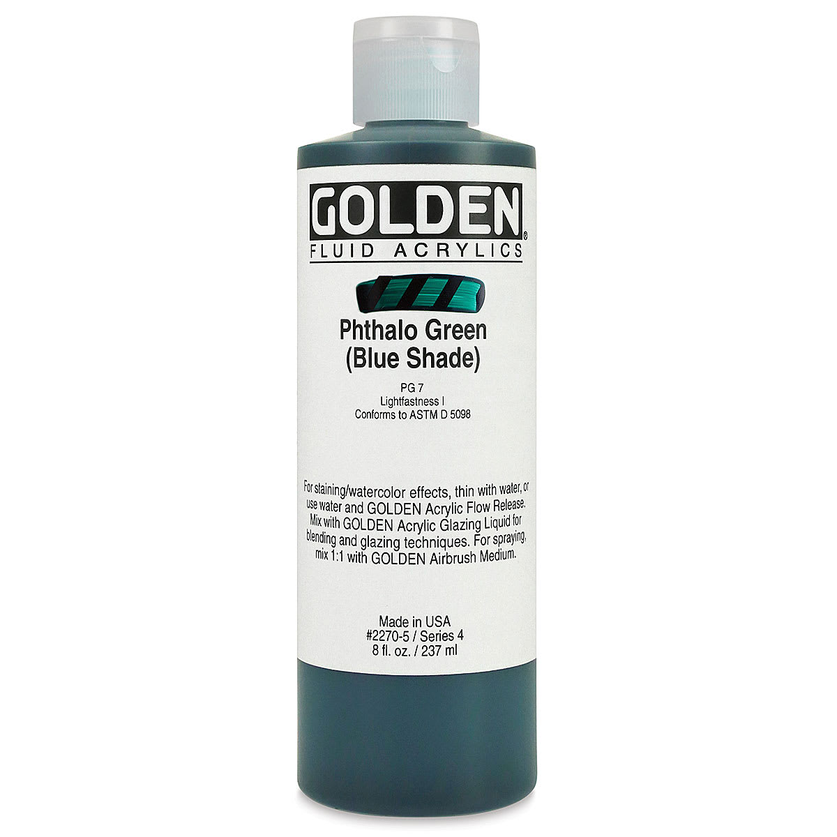 Golden Fluid Acrylics - Phthalo Green (Blue Shade), 8 oz bottle