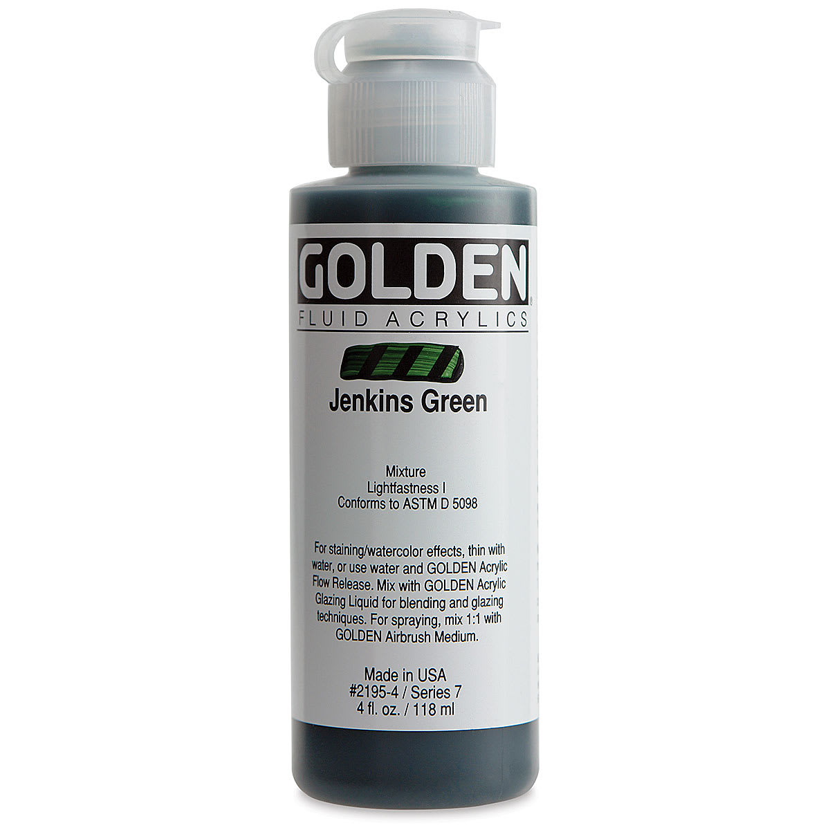 Golden Fluid Acrylics - Jenkins Green, 4 oz bottle