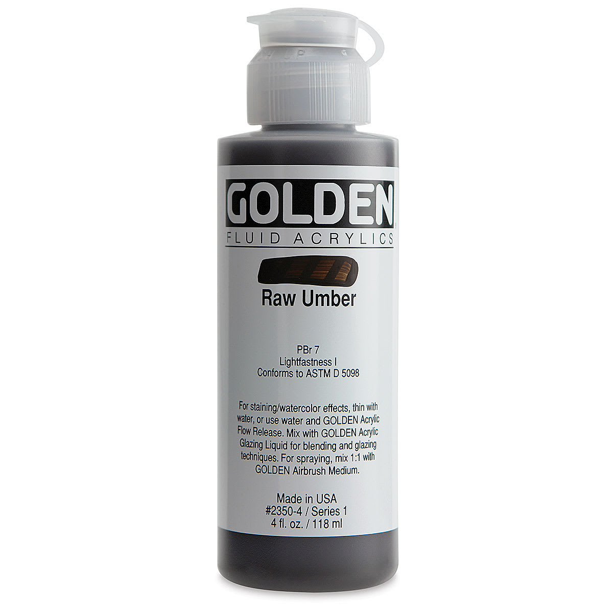 Golden Fluid Acrylics - Raw Umber, 4 oz bottle