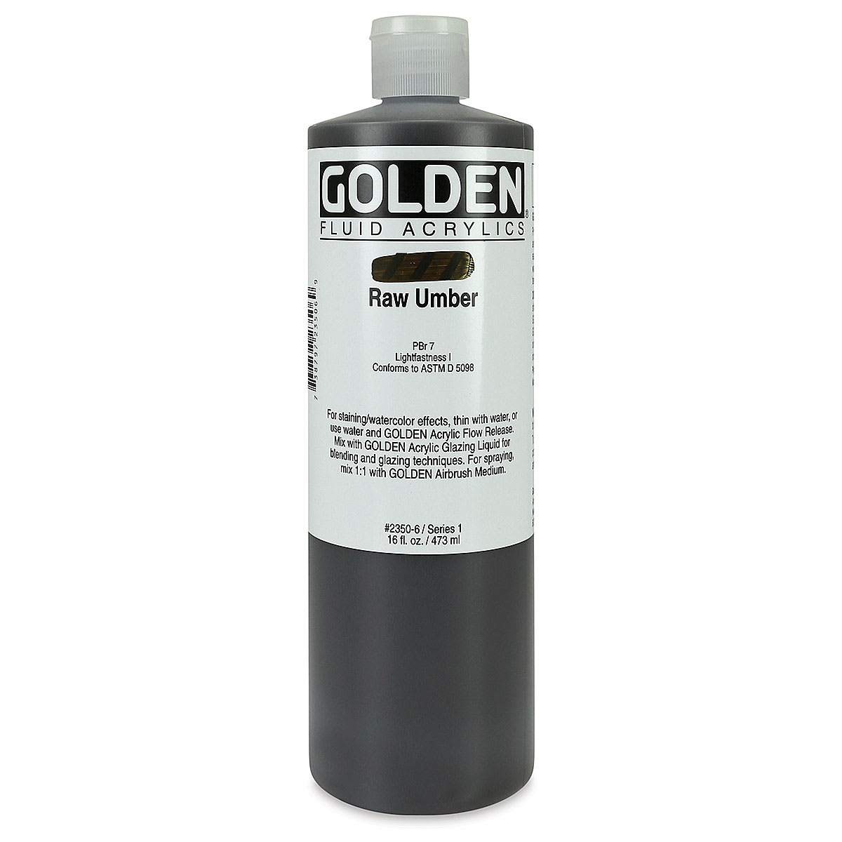 Golden Fluid Acrylics - Raw Umber, 16 oz bottle