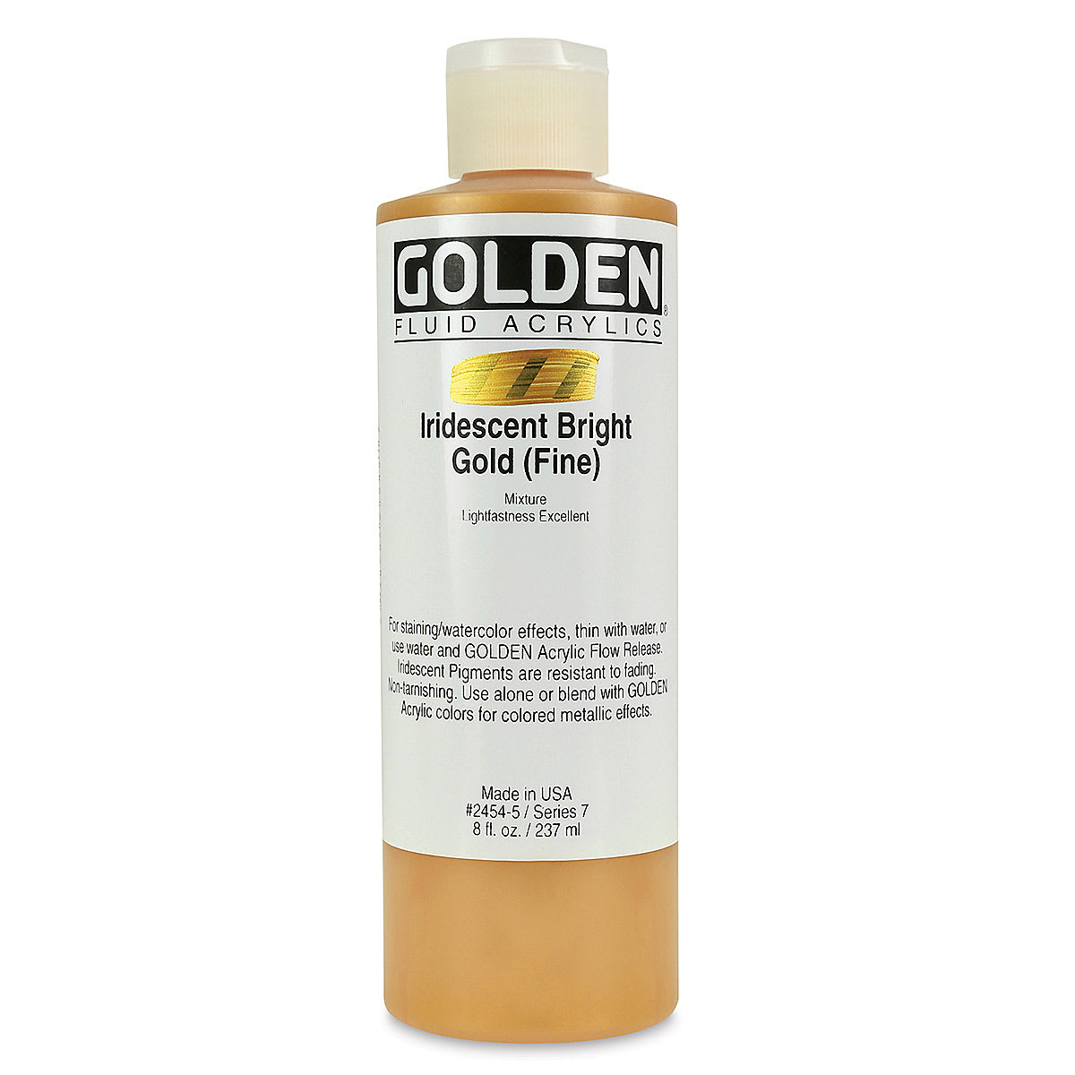 Golden Fluid Acrylics - Iridescent Bright Gold (Fine), 8 oz bottle