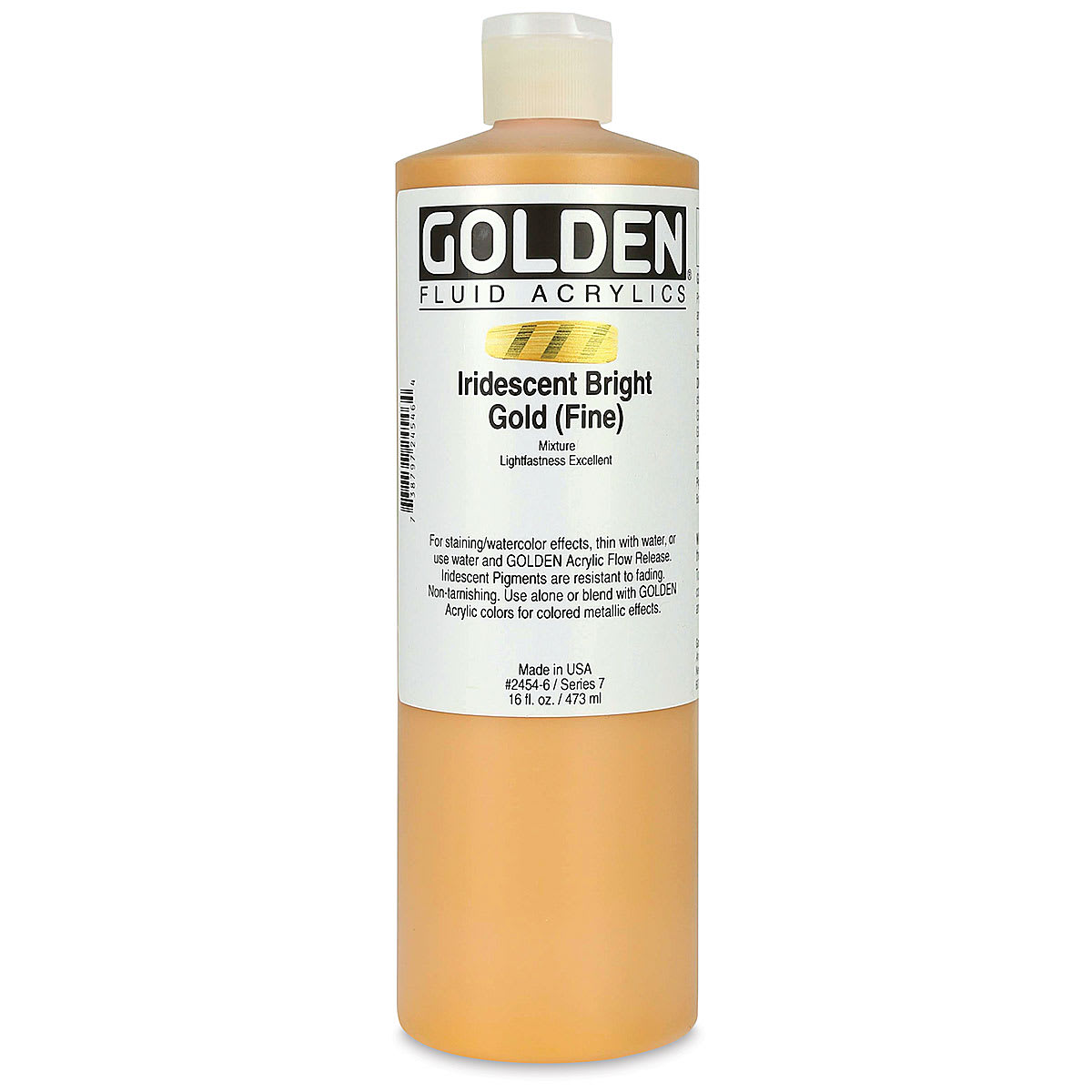 Golden Fluid Acrylics - Iridescent Bright Gold (Fine), 16 oz bottle