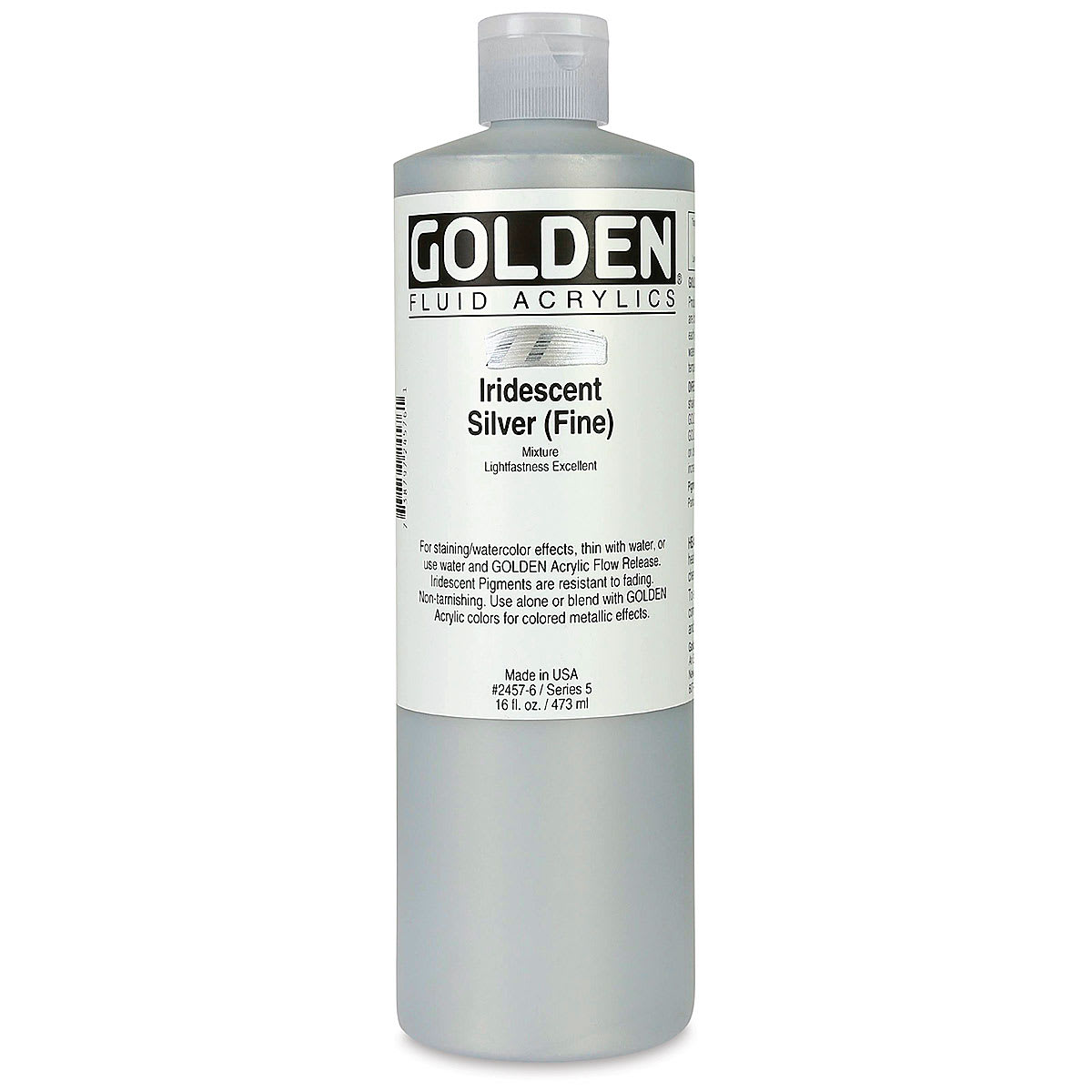 Golden Fluid Acrylics - Iridescent Silver (Fine), 16 oz bottle