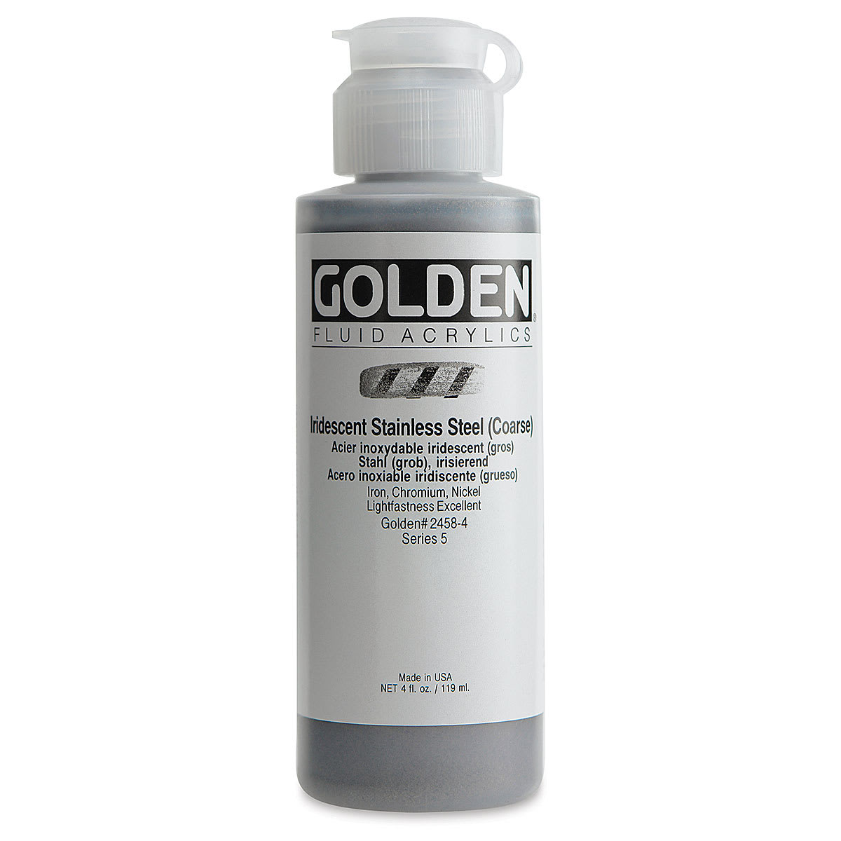 Golden Fluid Acrylics - Iridescent Stainless Steel, 4 oz bottle