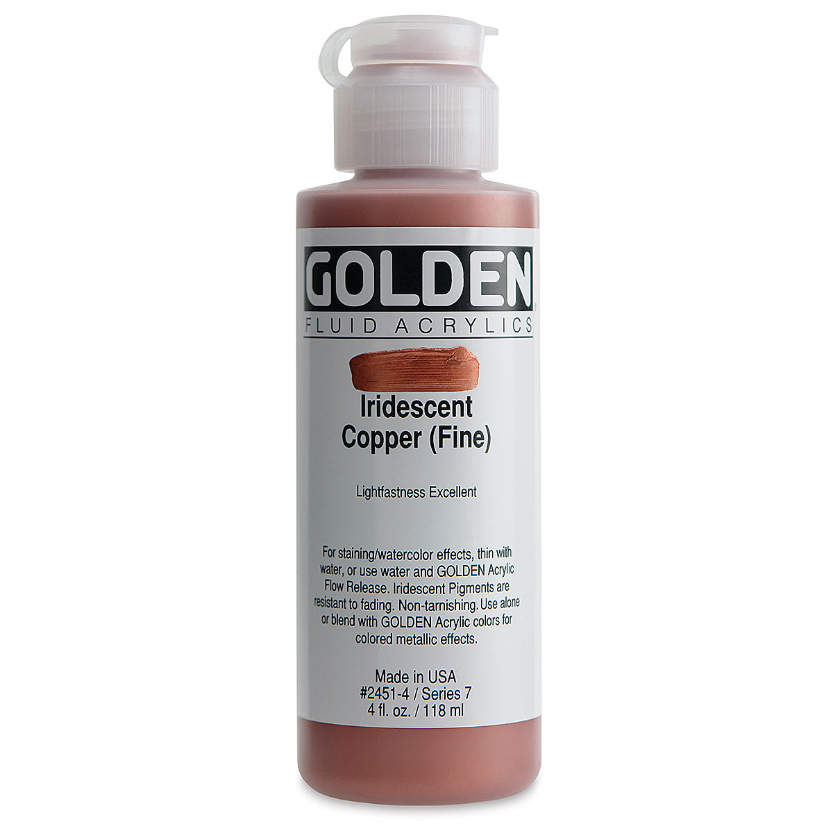 Golden Fluid Acrylics - Iridescent Copper (Fine), 4 oz  bottle