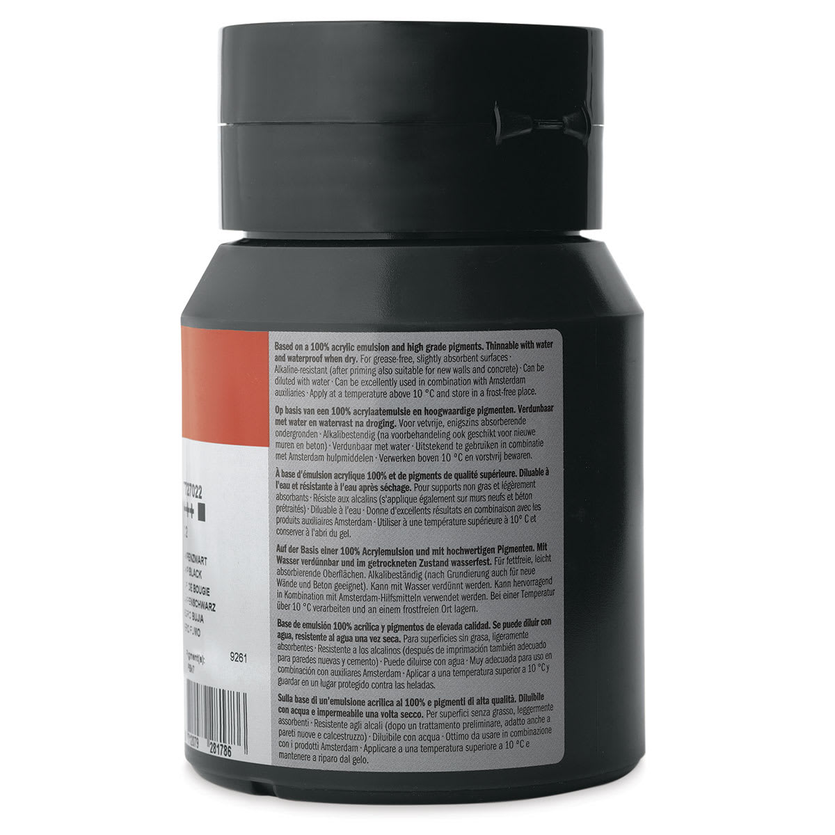Amsterdam Standard Series Acrylic  Lamp Black, 500 ml, Bottle back