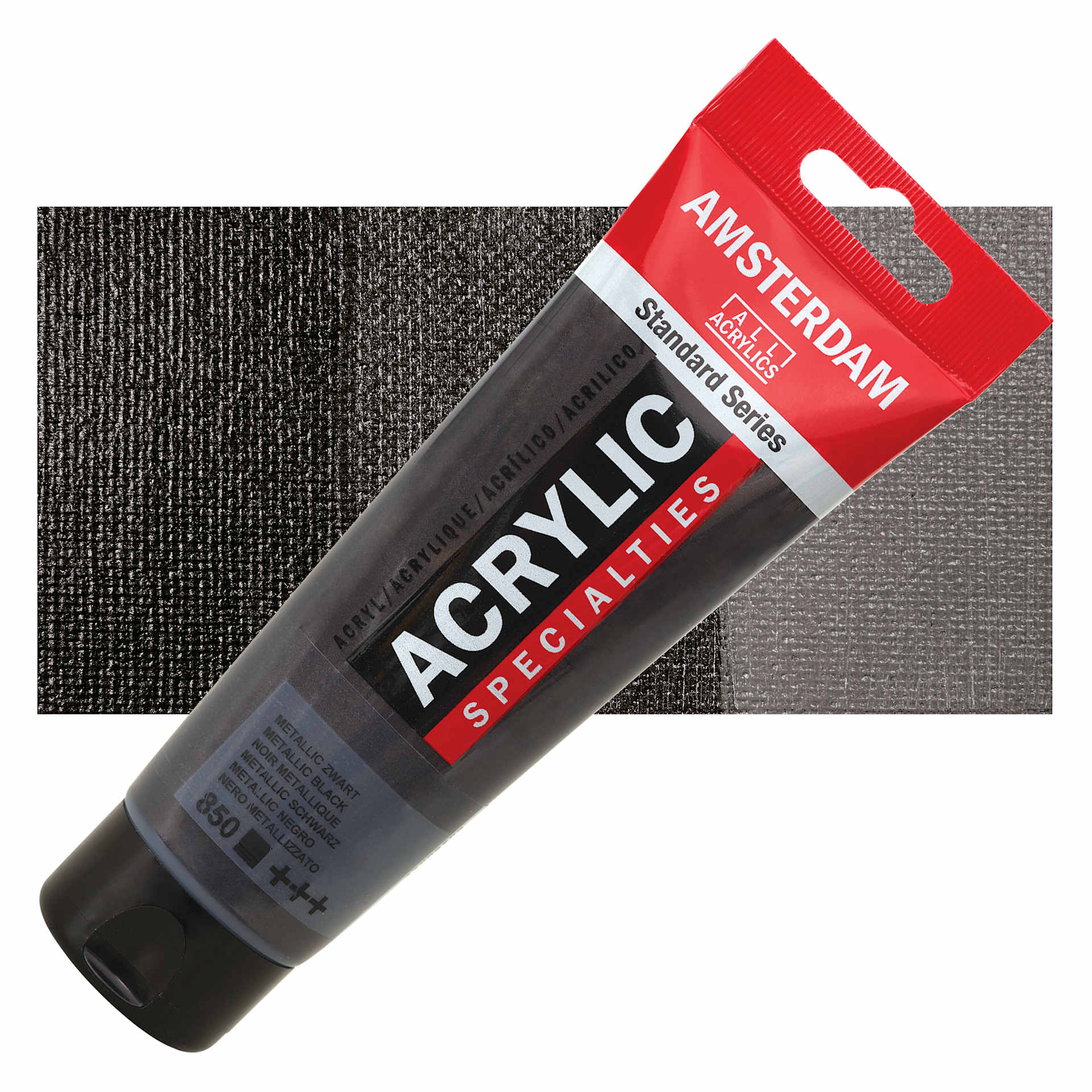 Amsterdam Standard Series Acrylic - Metallic Black, 120 ml tube with swatch