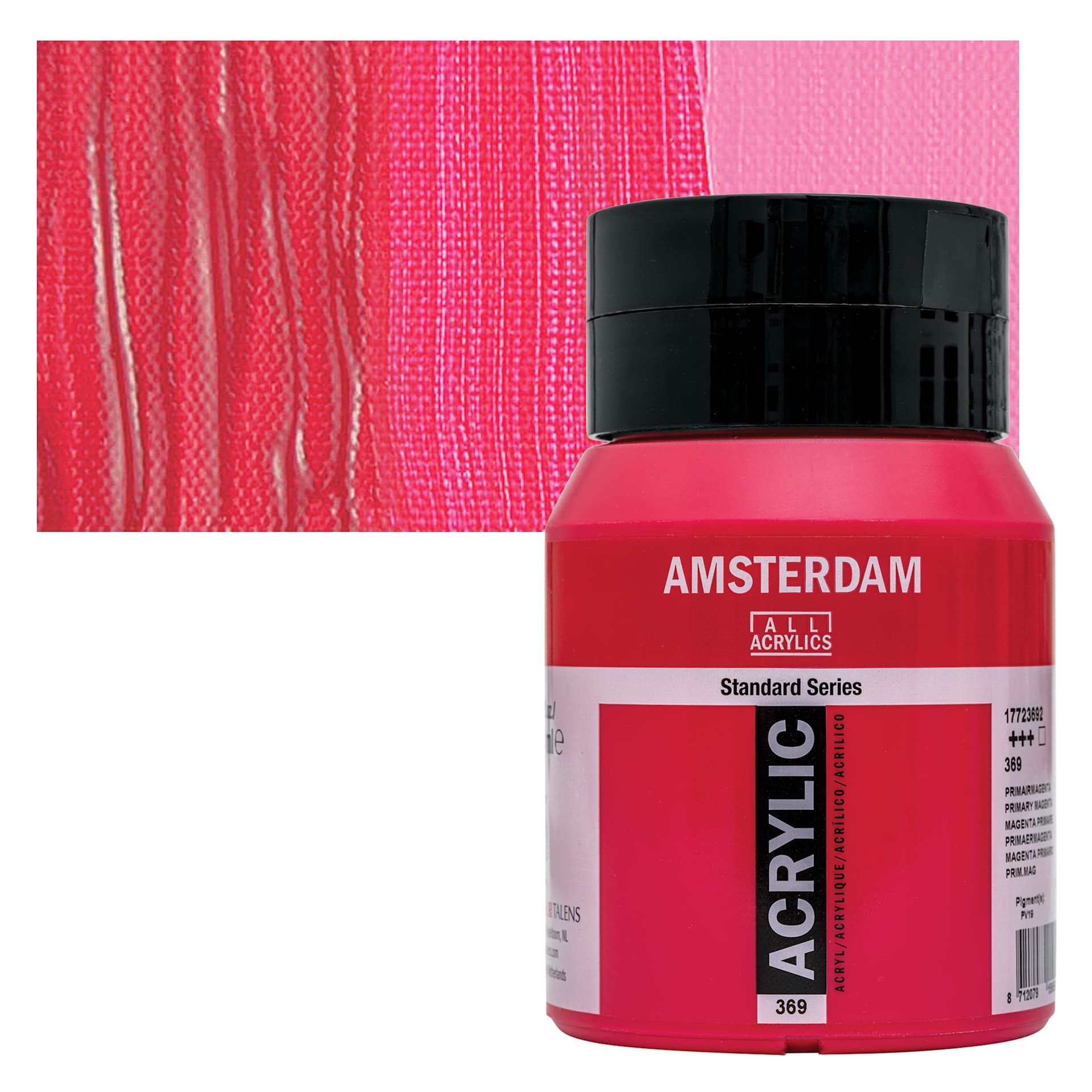 Amsterdam Standard Series Acrylic Paint - Primary Magenta, 500 ml Bottle and swatch