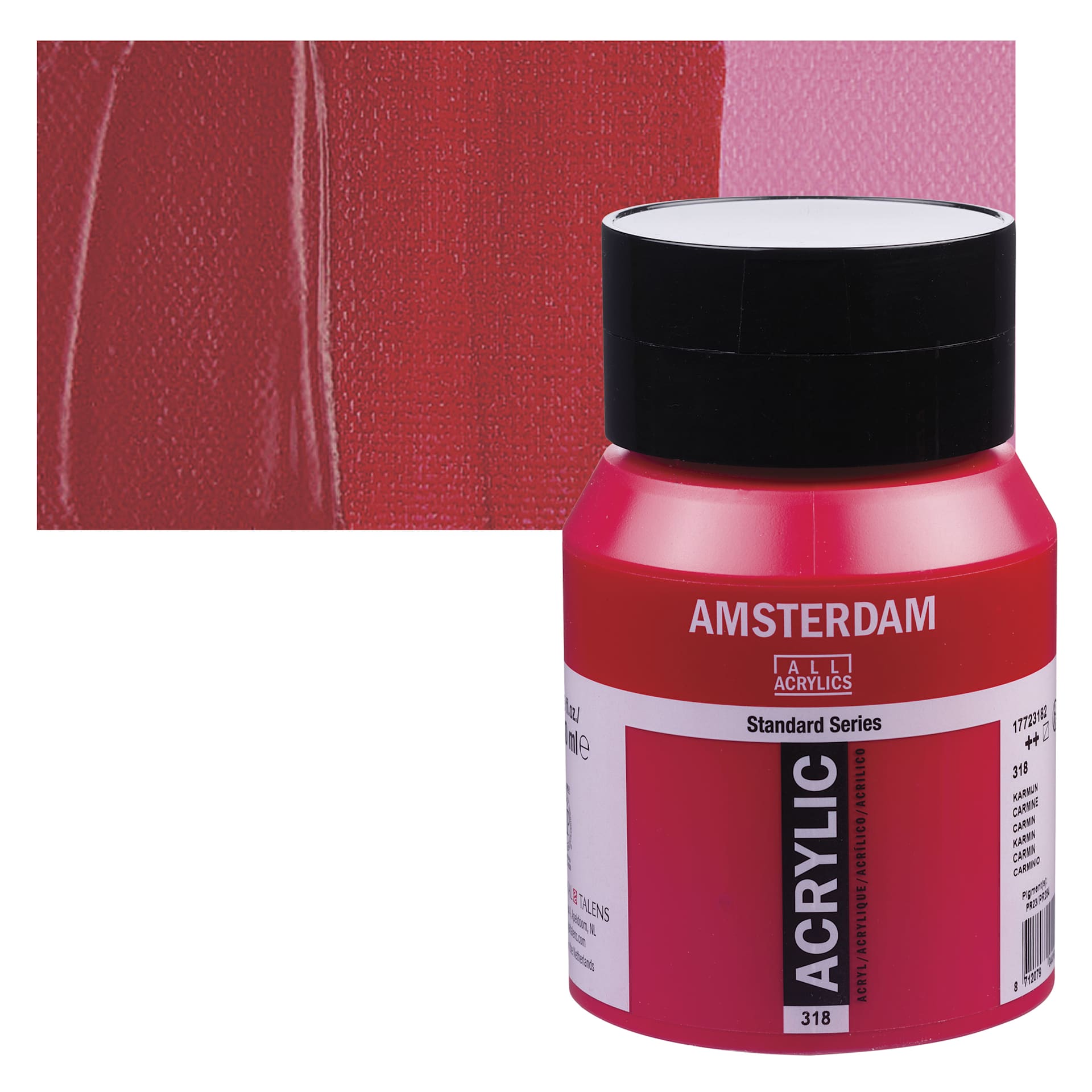 Amsterdam Standard Series Acrylic - Carmine, 500 ml bottle and swatch