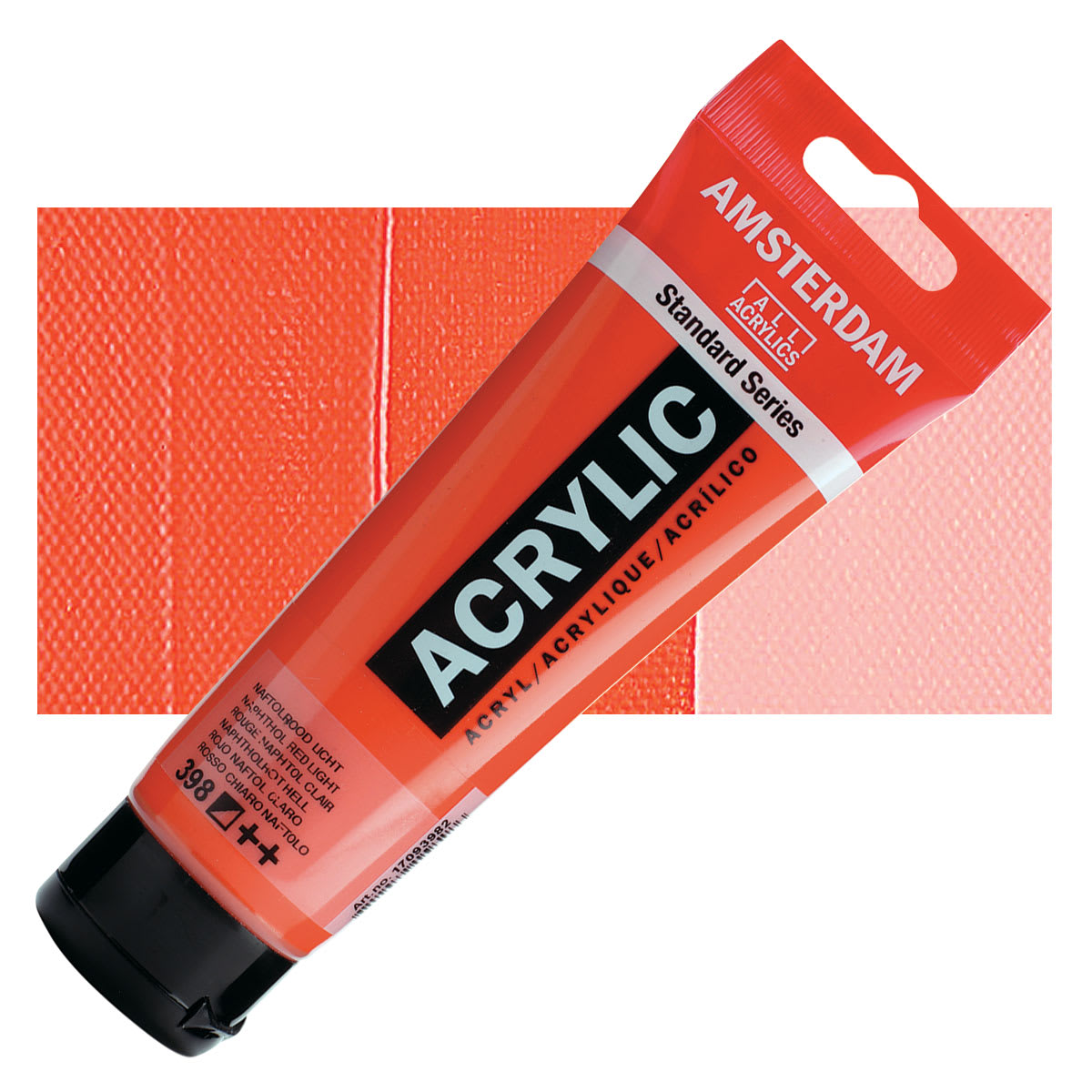 Amsterdam Standard Series Acrylic Paint - Naphthol Red Light, 120 ml tube and swatch