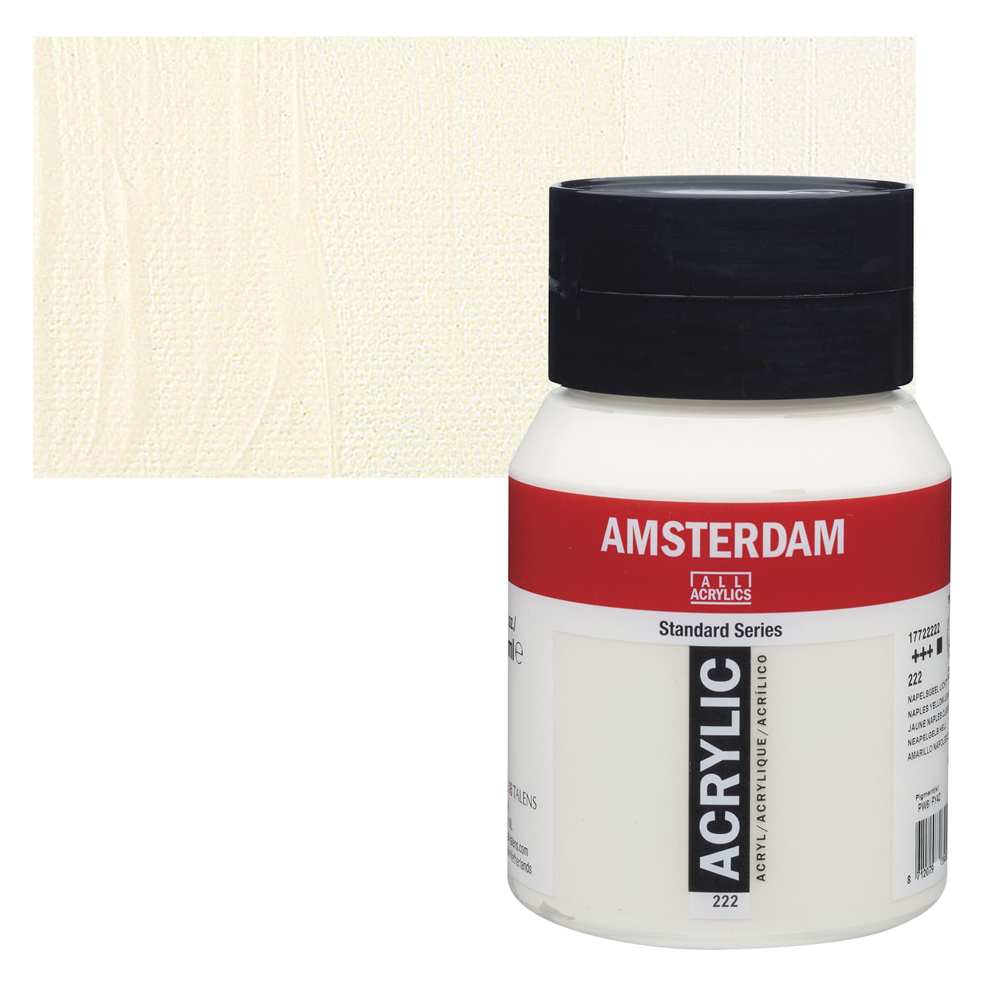 Amsterdam Standard Series Acrylic - Naples Yellow Light, 500 ml bottle and swatch