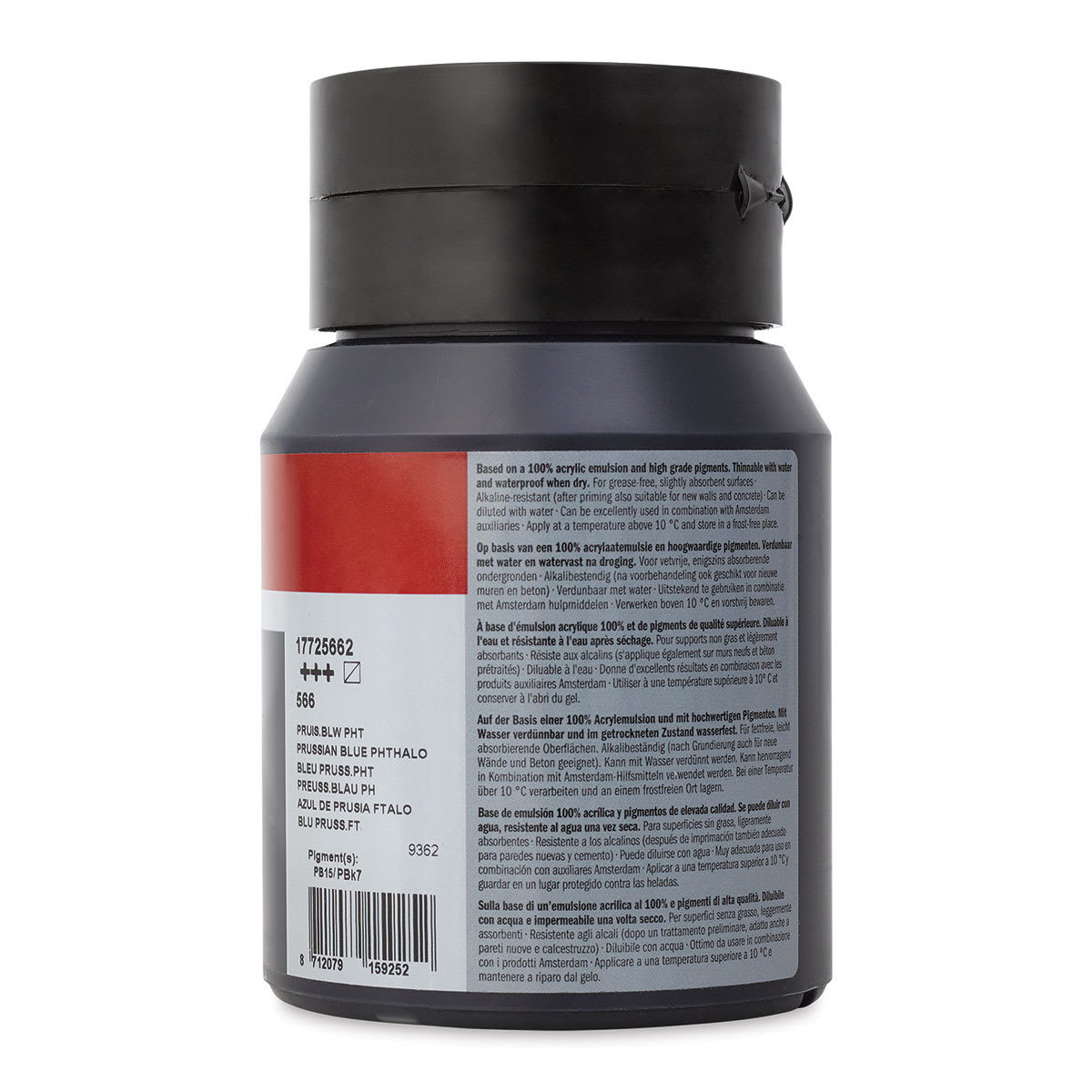 Amsterdam Standard Series Acrylic Paint - Prussian Blue, 500 ml, Bottle (Back)