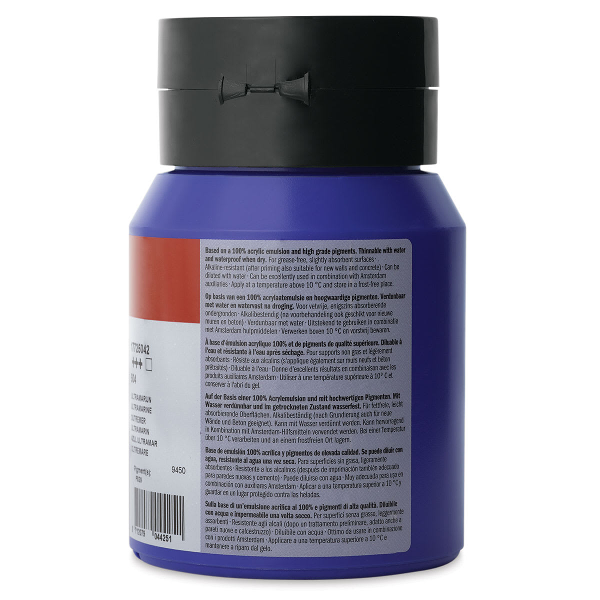 Amsterdam Standard Series Acrylic Paint - Ultramarine, 500 ml, Bottle back