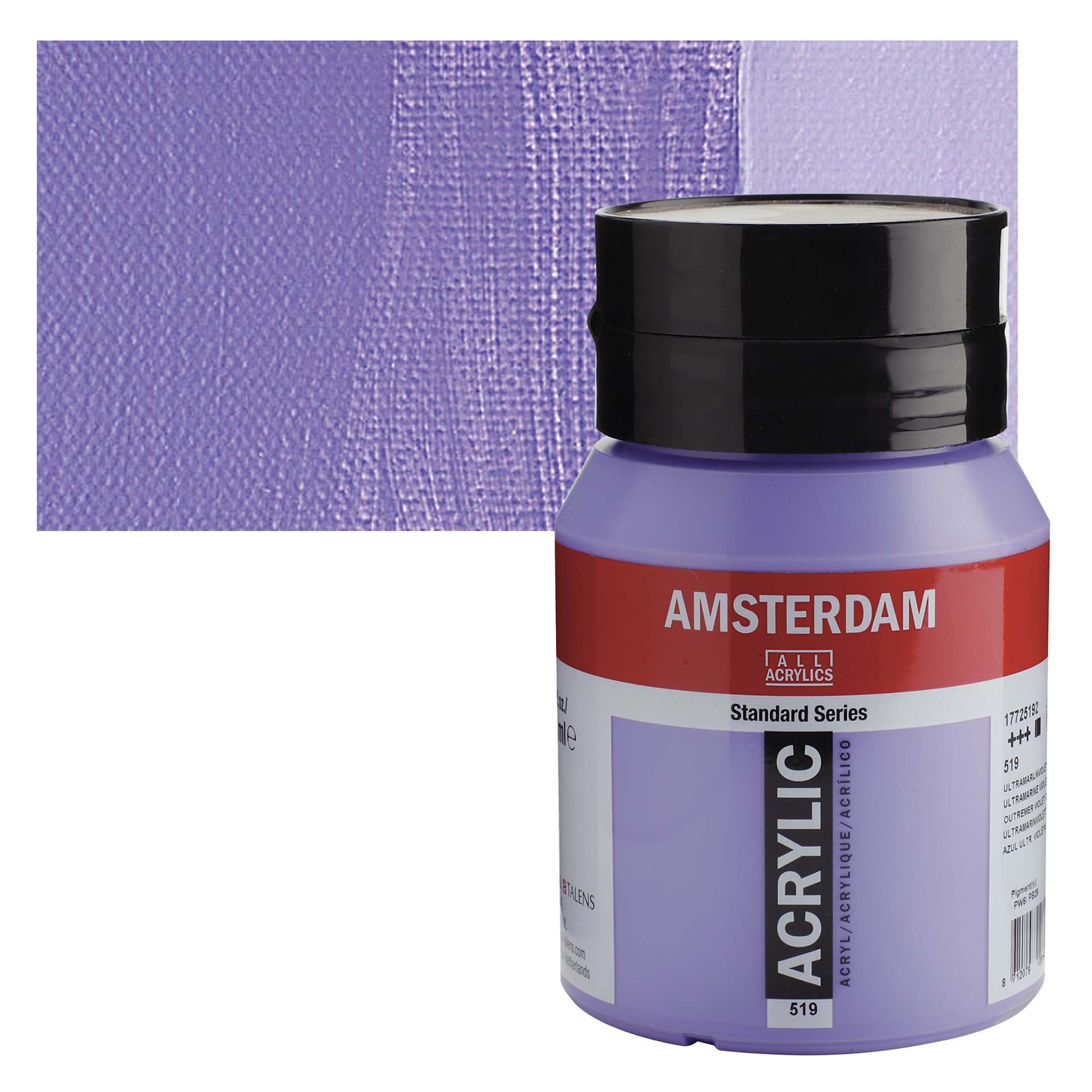 Amsterdam Standard Series Acrylic - Ultramarine Violet Light, 500 ml bottle and swatch